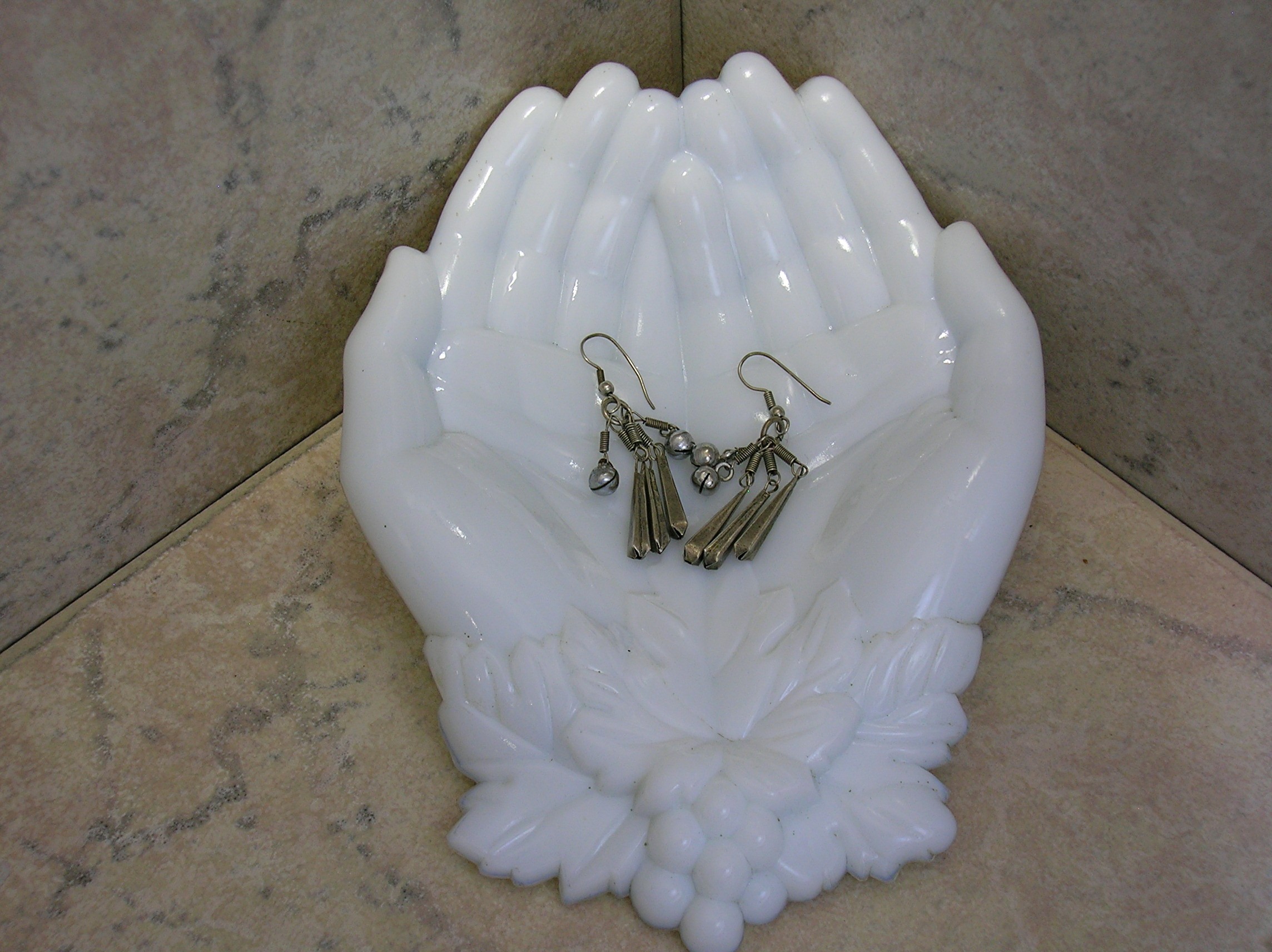 Silvertone Dangly Ethnic Jingling Earrings.