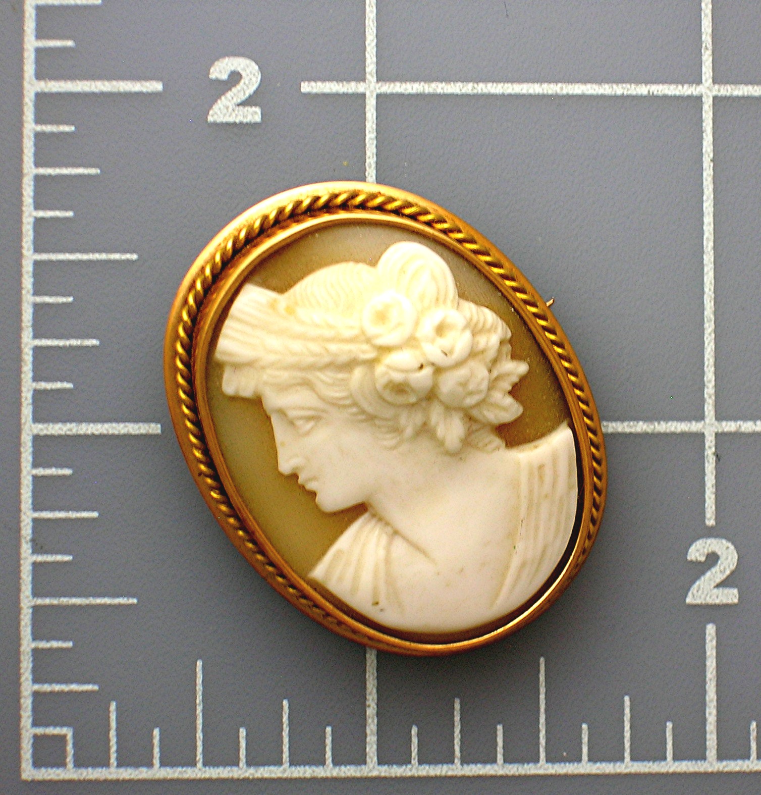 Cameo Brooch, Old European Gold Cameo Pin, Brooch
