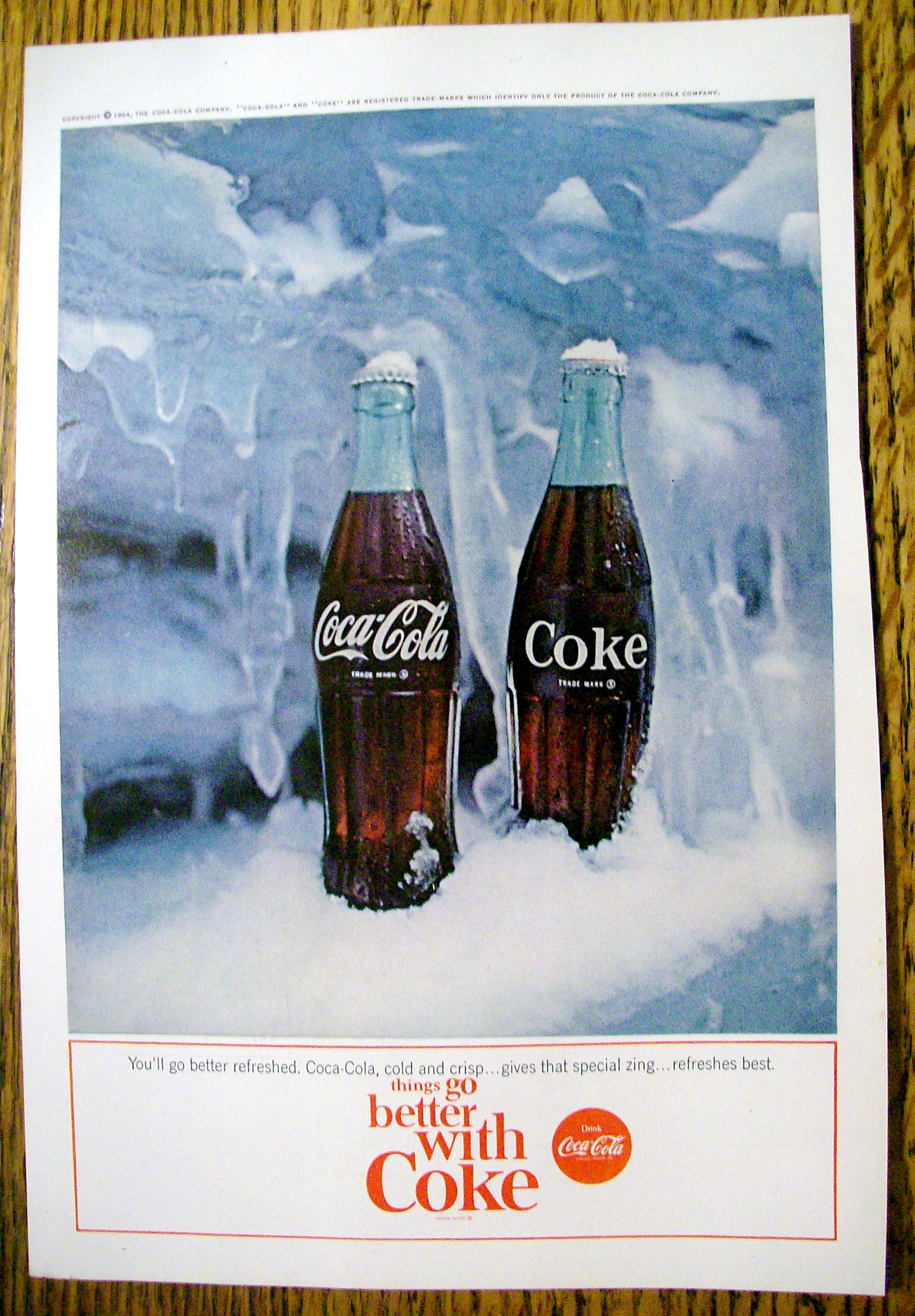 1964 Coca-Cola (Coke) with Two Bottles in Snow