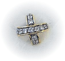 14K Gold & White Sapphire  Criss Cross Pendant