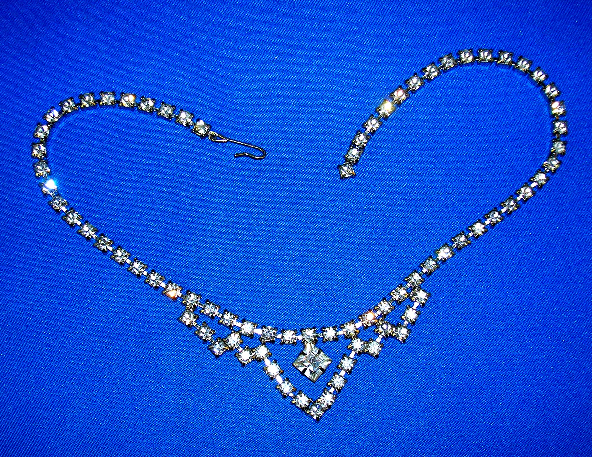 Crystal Rhinestone 15 Inch  Rhodium Silver Necklace