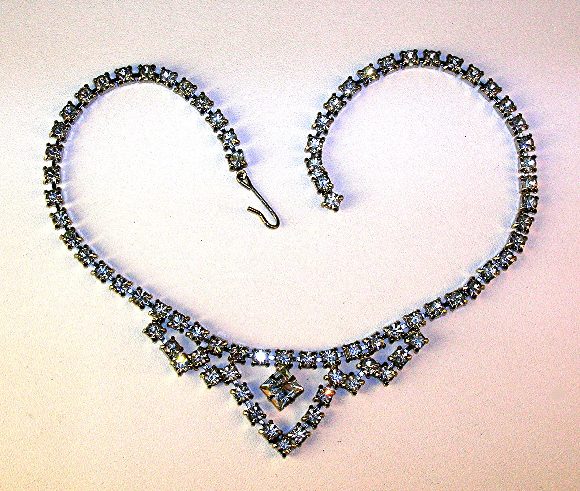 Crystal Rhinestone 15 Inch  Rhodium Silver Necklace
