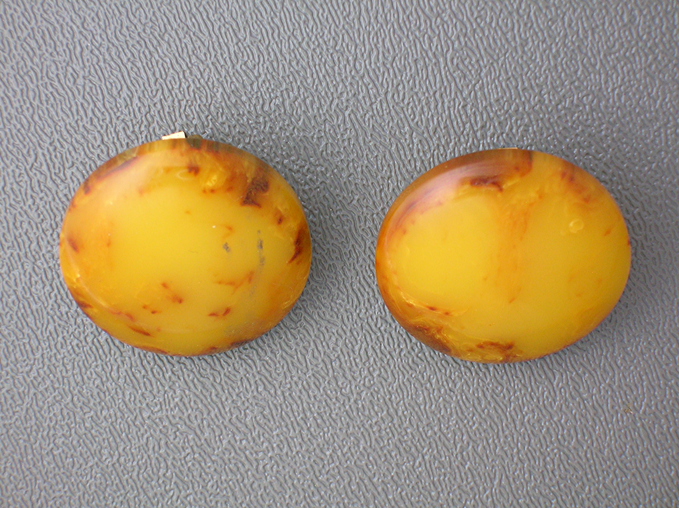 Bakelite Butterscotch Amber Look Clip Earrings