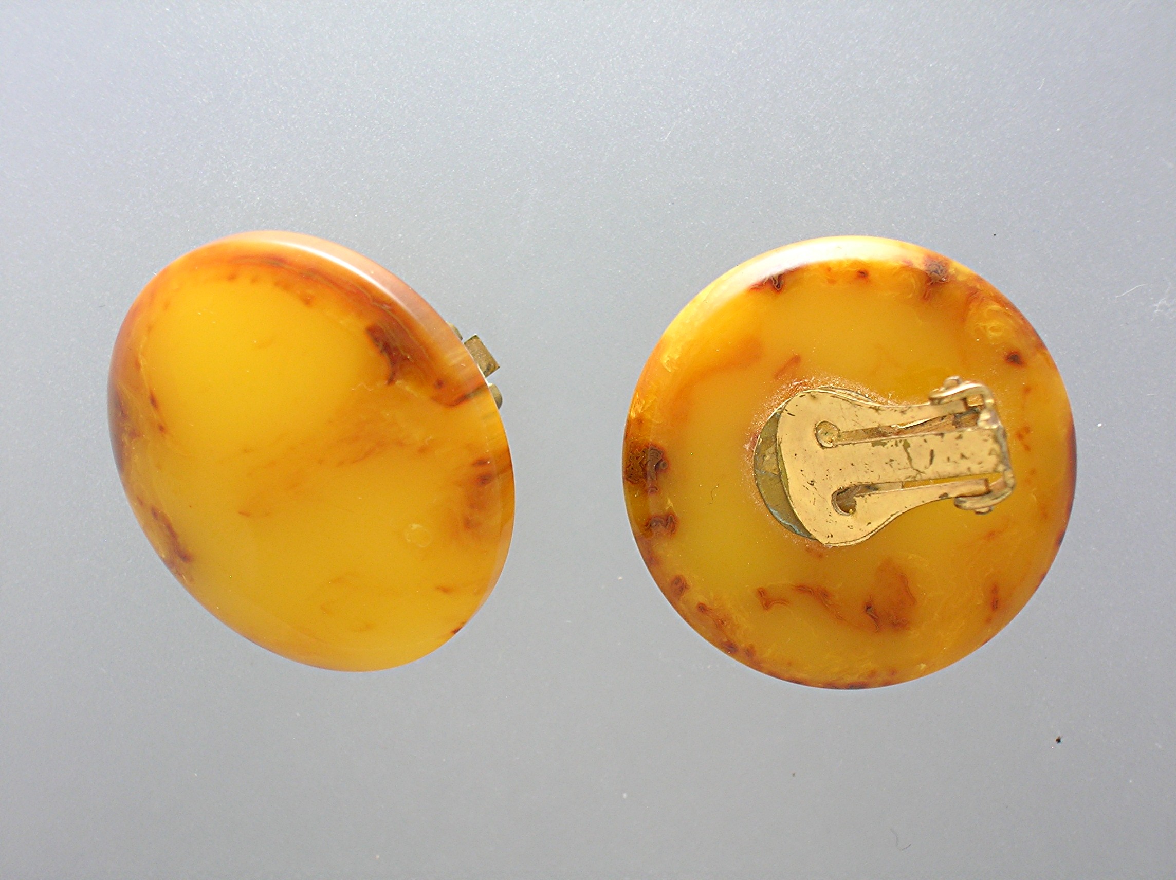 Bakelite Butterscotch Amber Look Clip Earrings