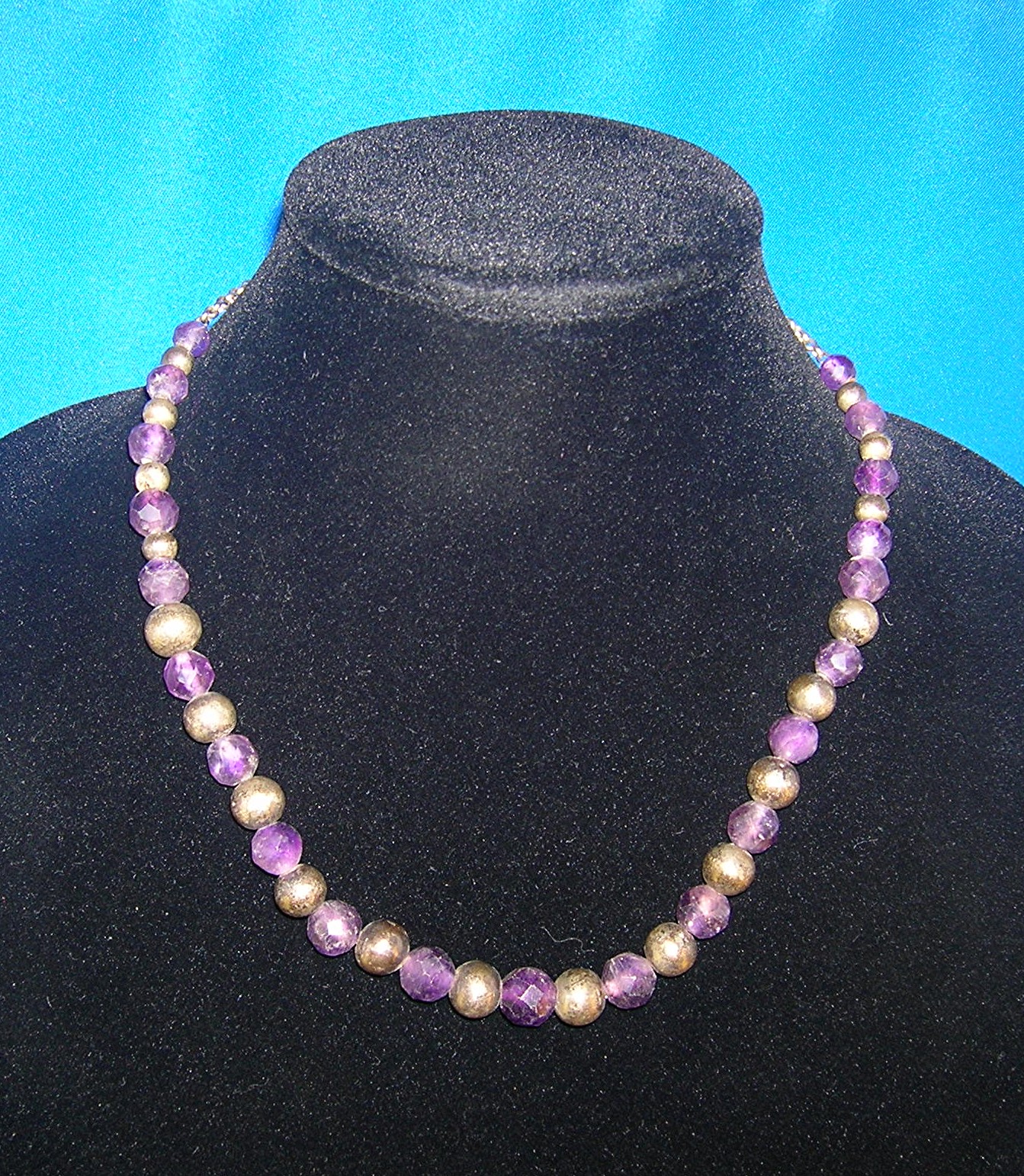 Necklace Faceted Amethyts Sterling Silver Bead