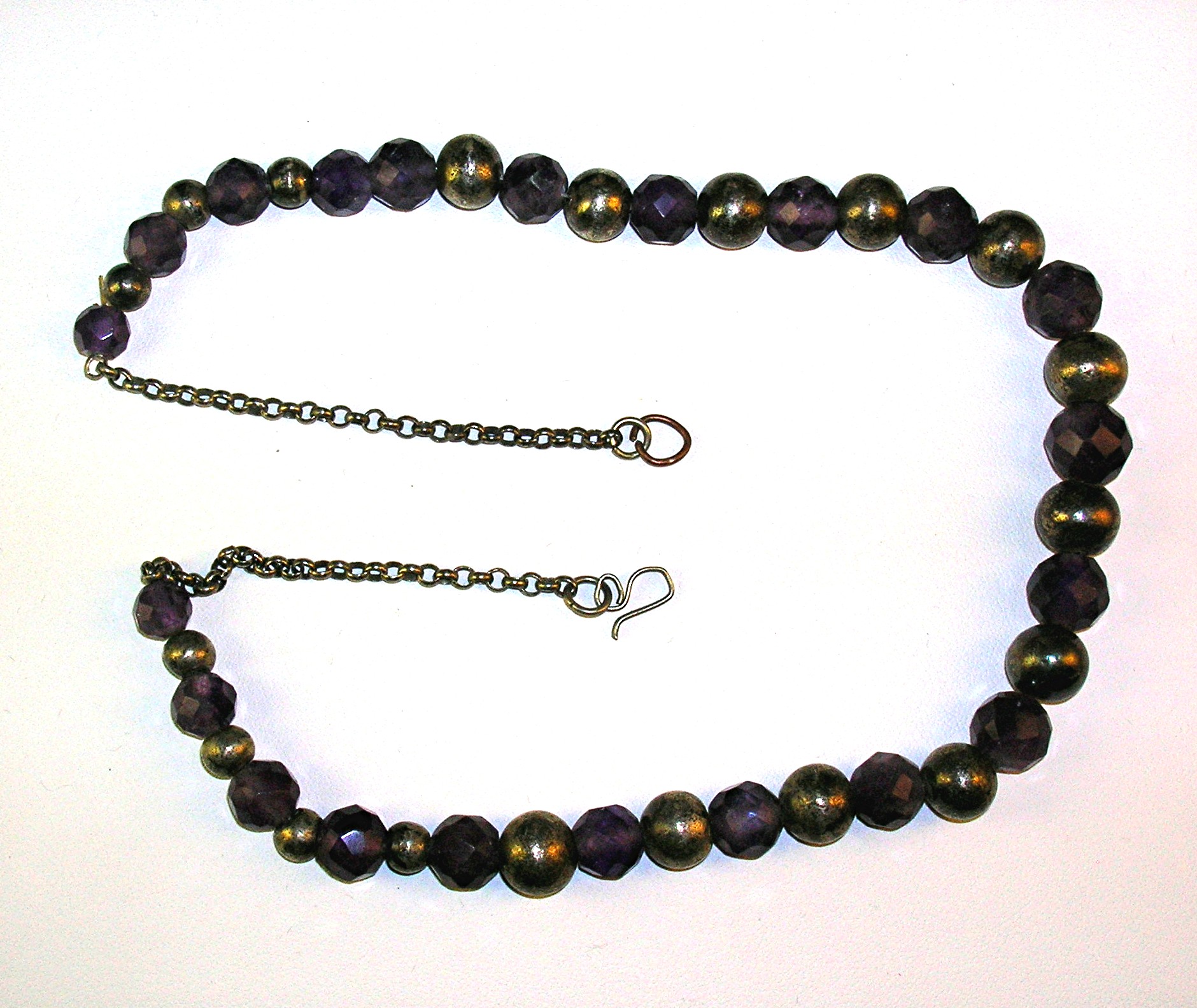 Necklace Faceted Amethyts Sterling Silver Bead