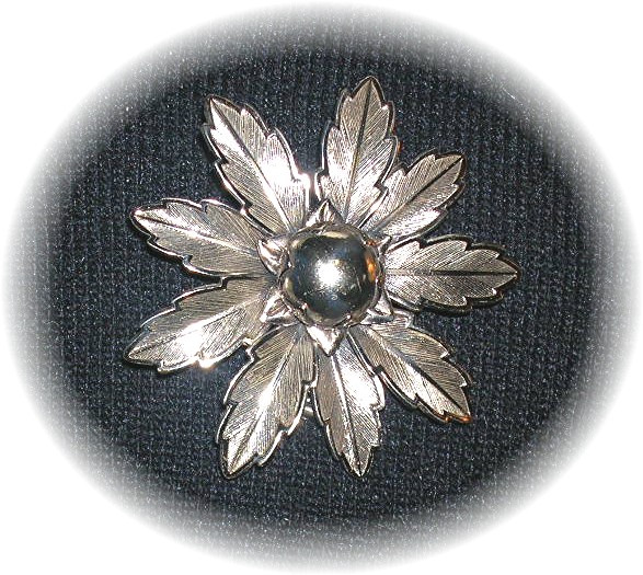 Large Signed Bell Nickel Silver Flower Brooch