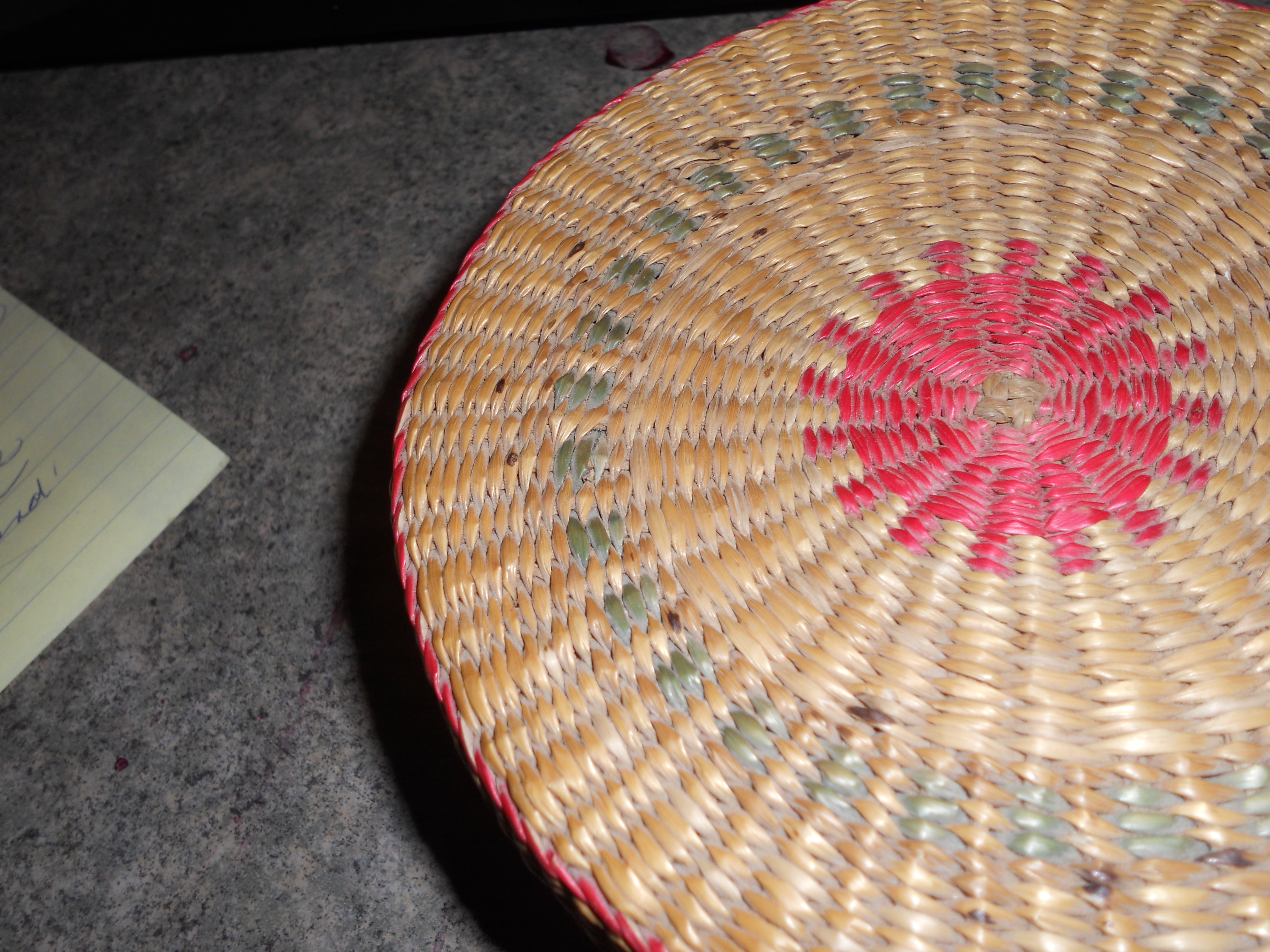 Covered Basket Woven W/ Red & Green