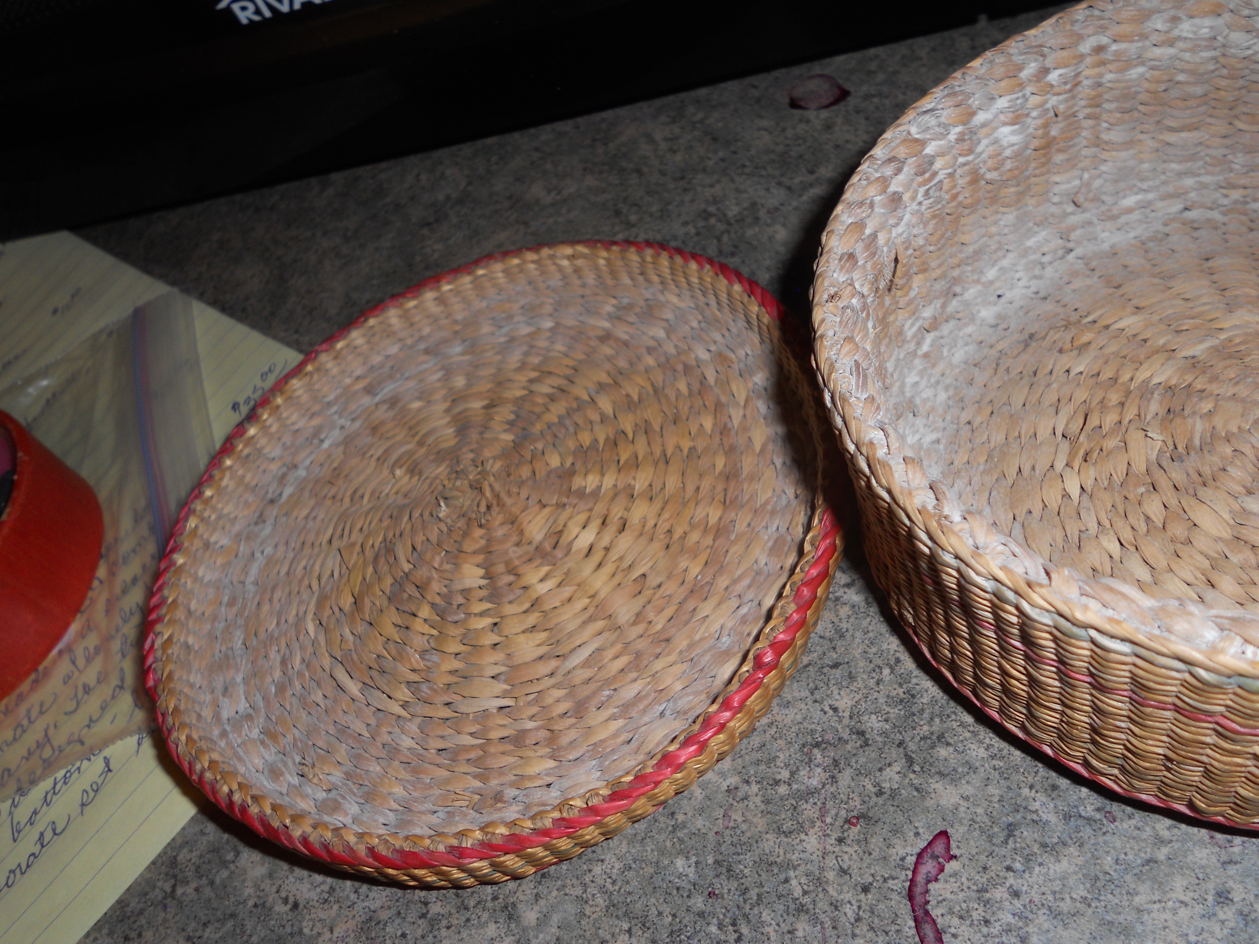 Covered Basket Woven W/ Red & Green