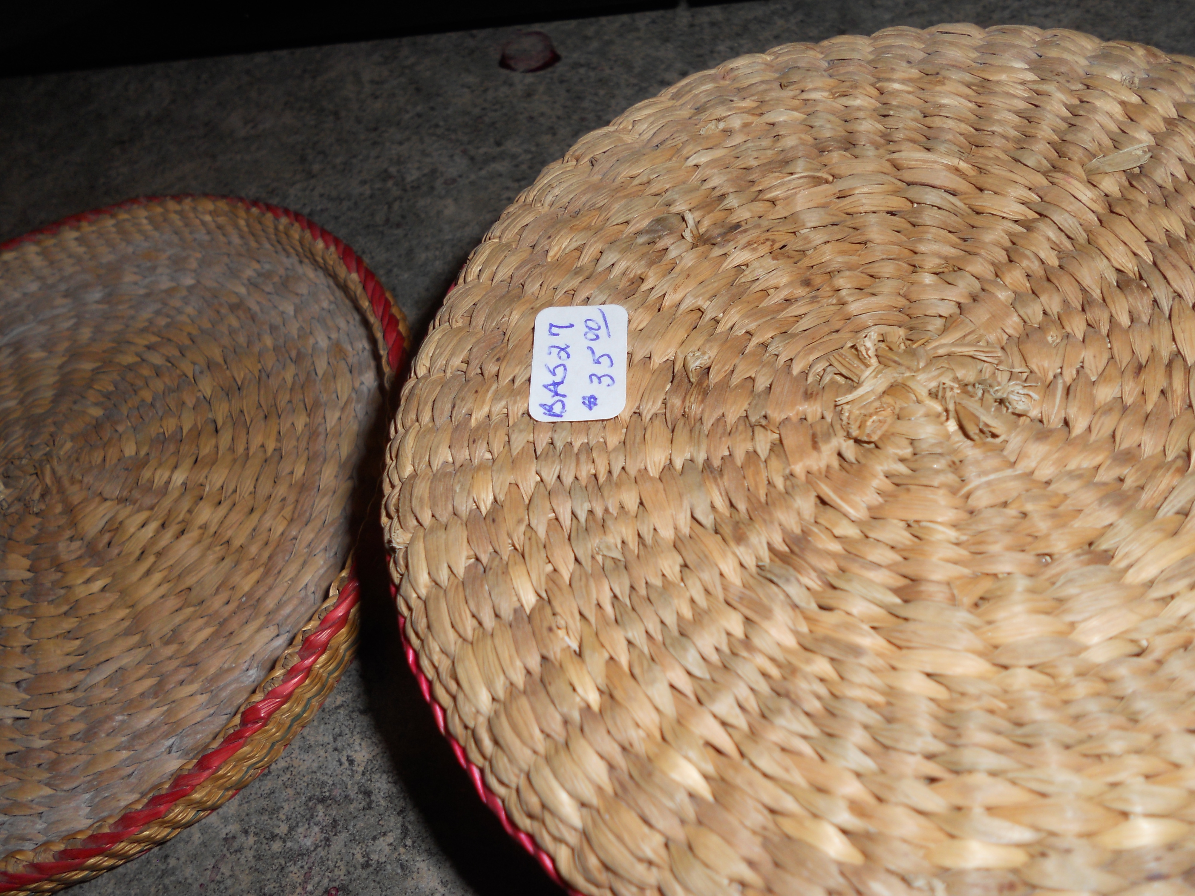 Covered Basket Woven W/ Red & Green