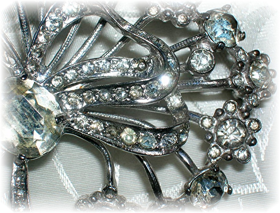EISENBERG Sterling Silver Crystal Spray Brooch