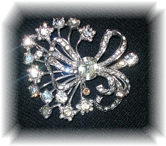 EISENBERG Sterling Silver Crystal Spray Brooch