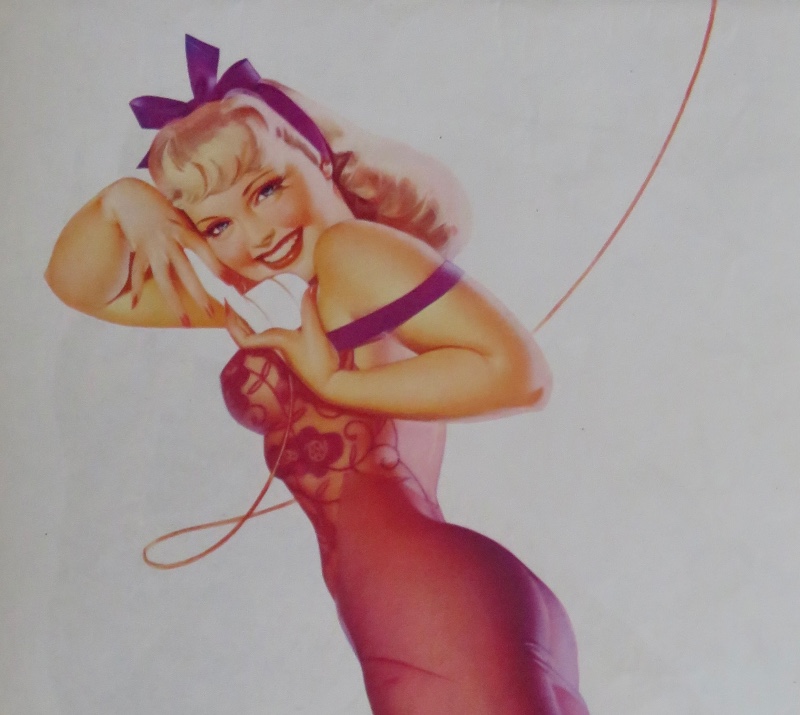 Original 1945 Sexy Blonde Pin Up Girl Wearing A Purple Nightgown While Talking On The Telephone By George Petty