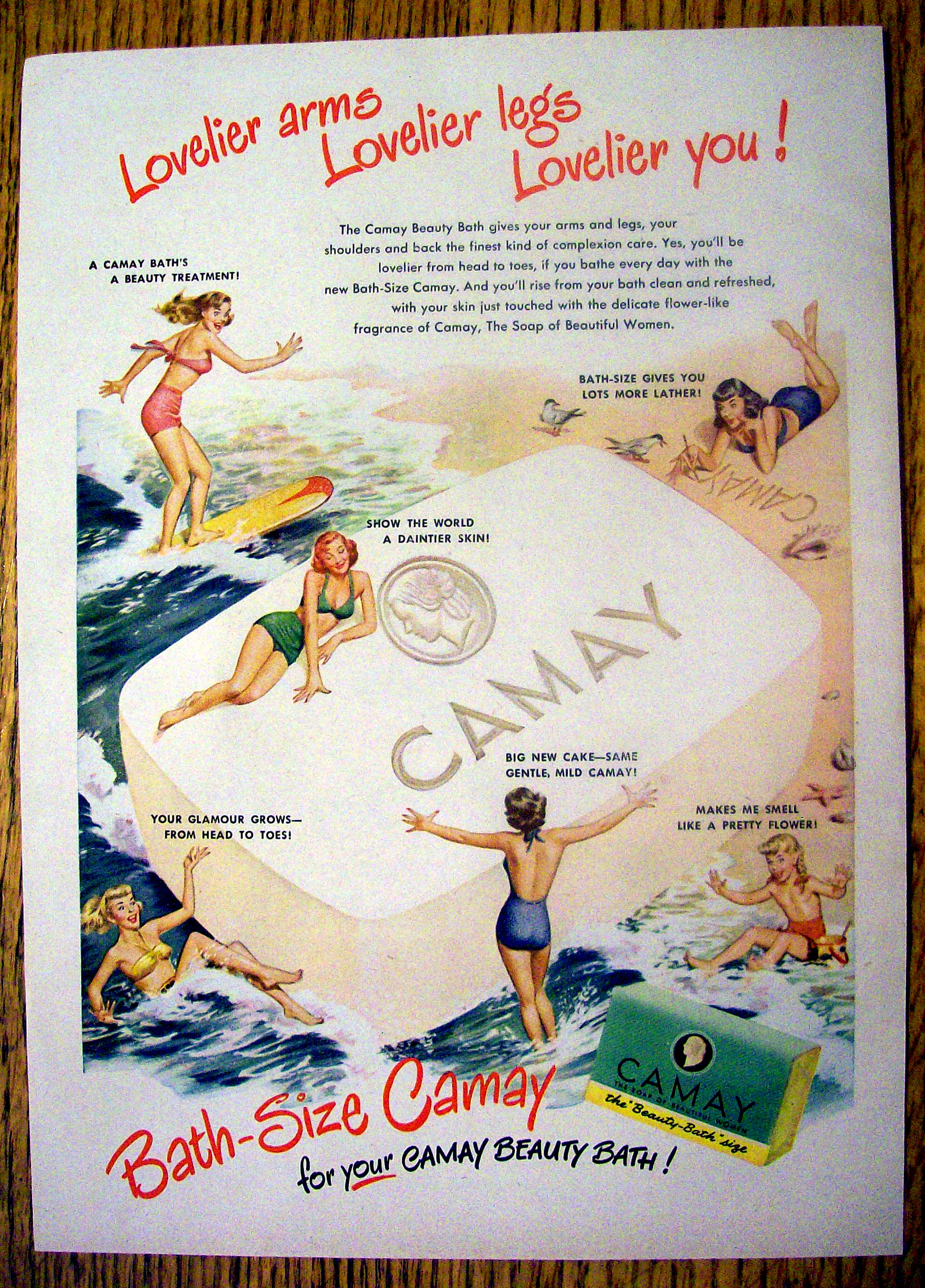 1950 Camay Soap with 6 Women Around A Large Bar Of Soap