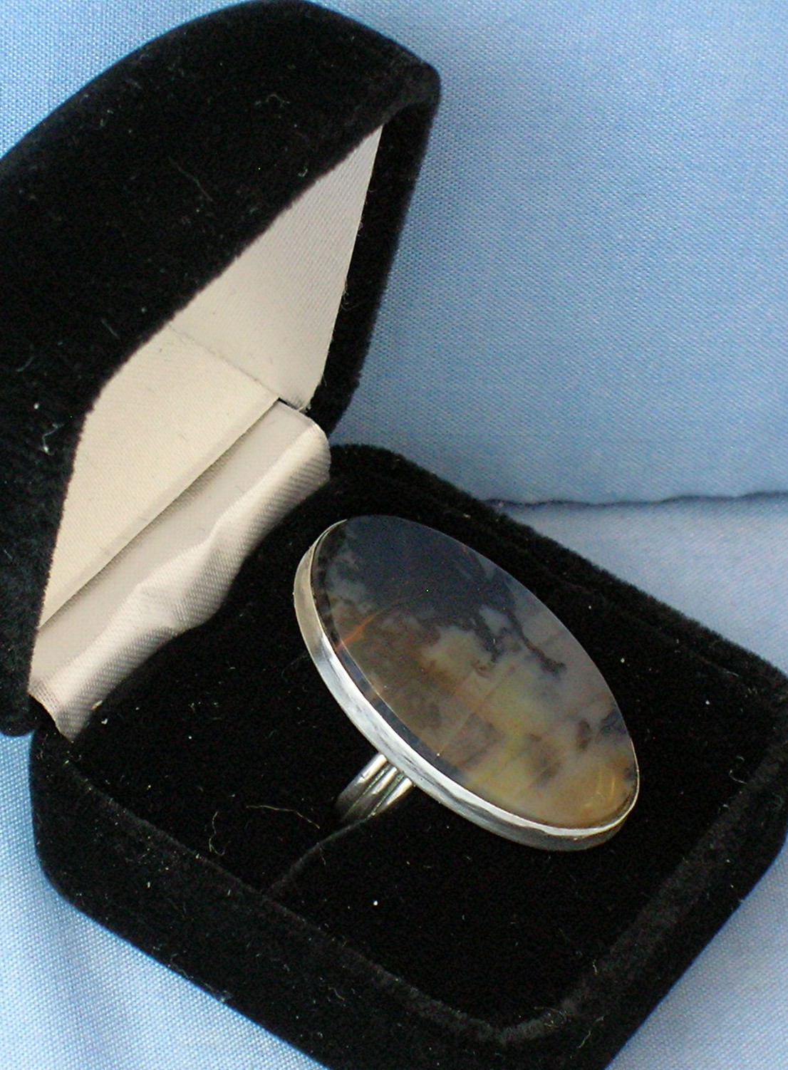 Vintage Sterling Silver Agate Ring