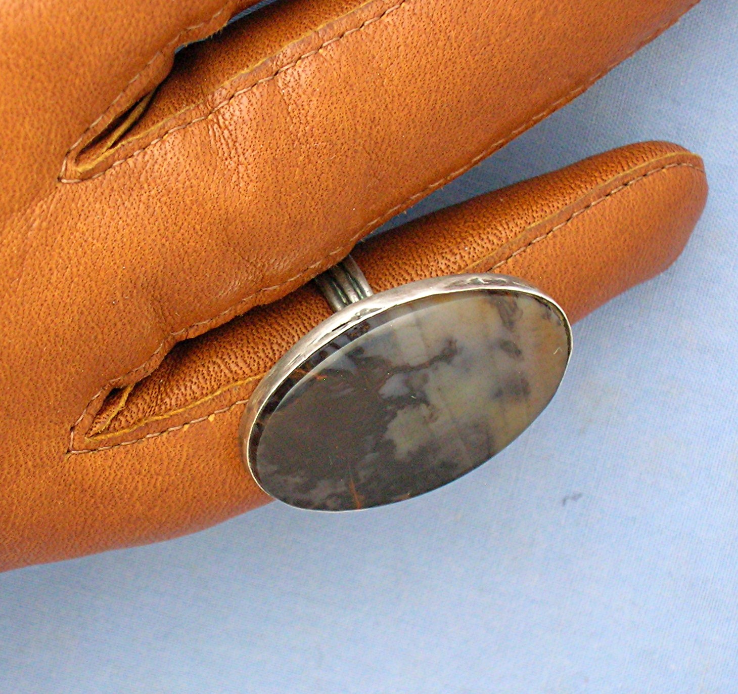 Vintage Sterling Silver Agate Ring