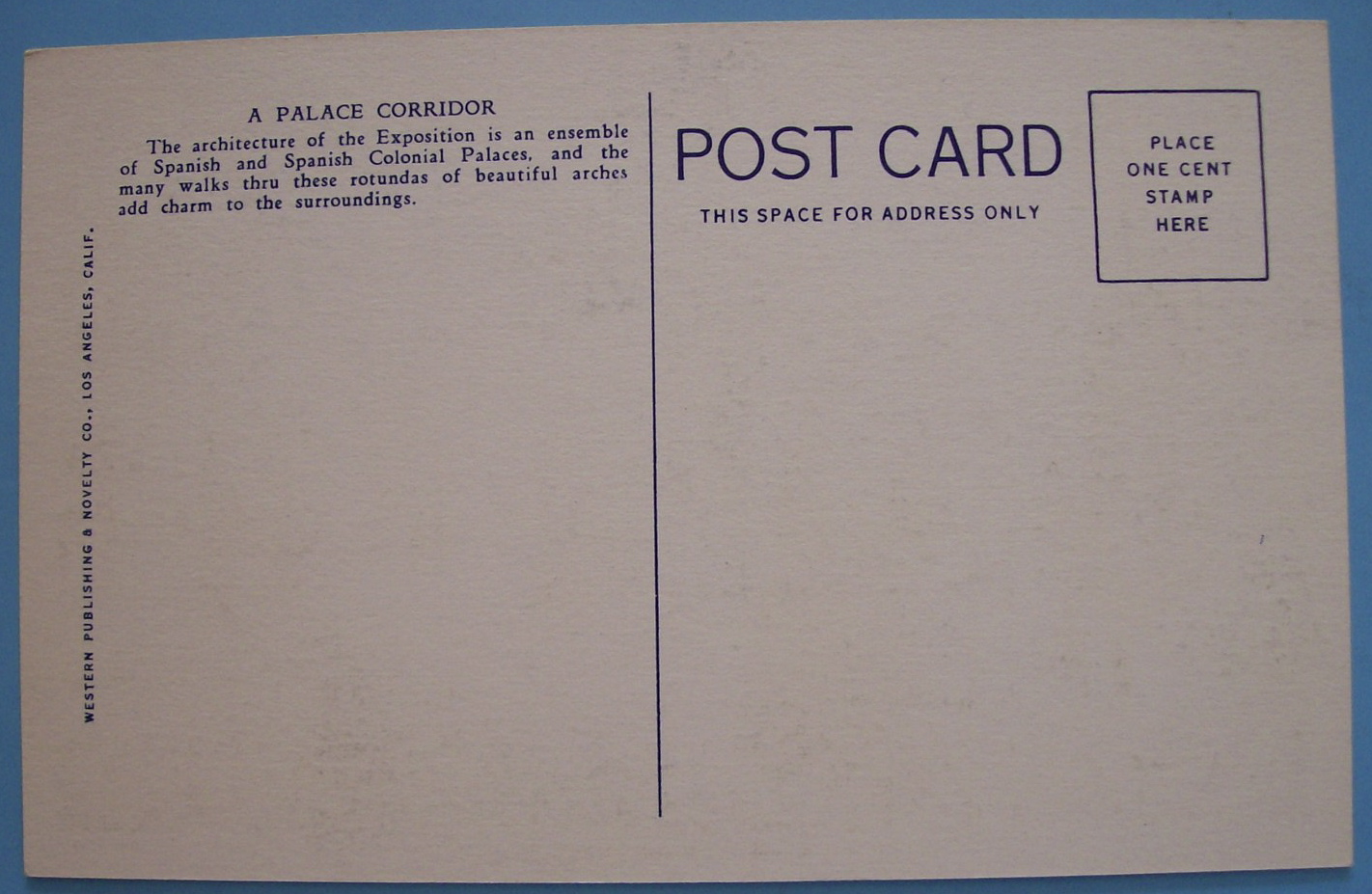 1935 California Pacific Expo Palace Corridor Postcard