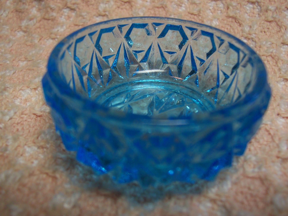 Blue Glass Salt Cellar Dish