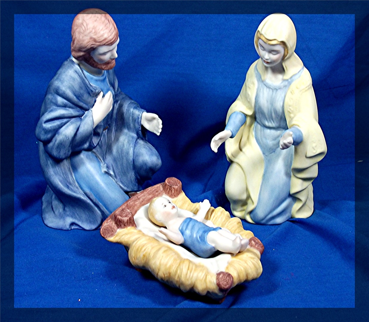 Nativity set, Mary, Joseph and baby, hand painted