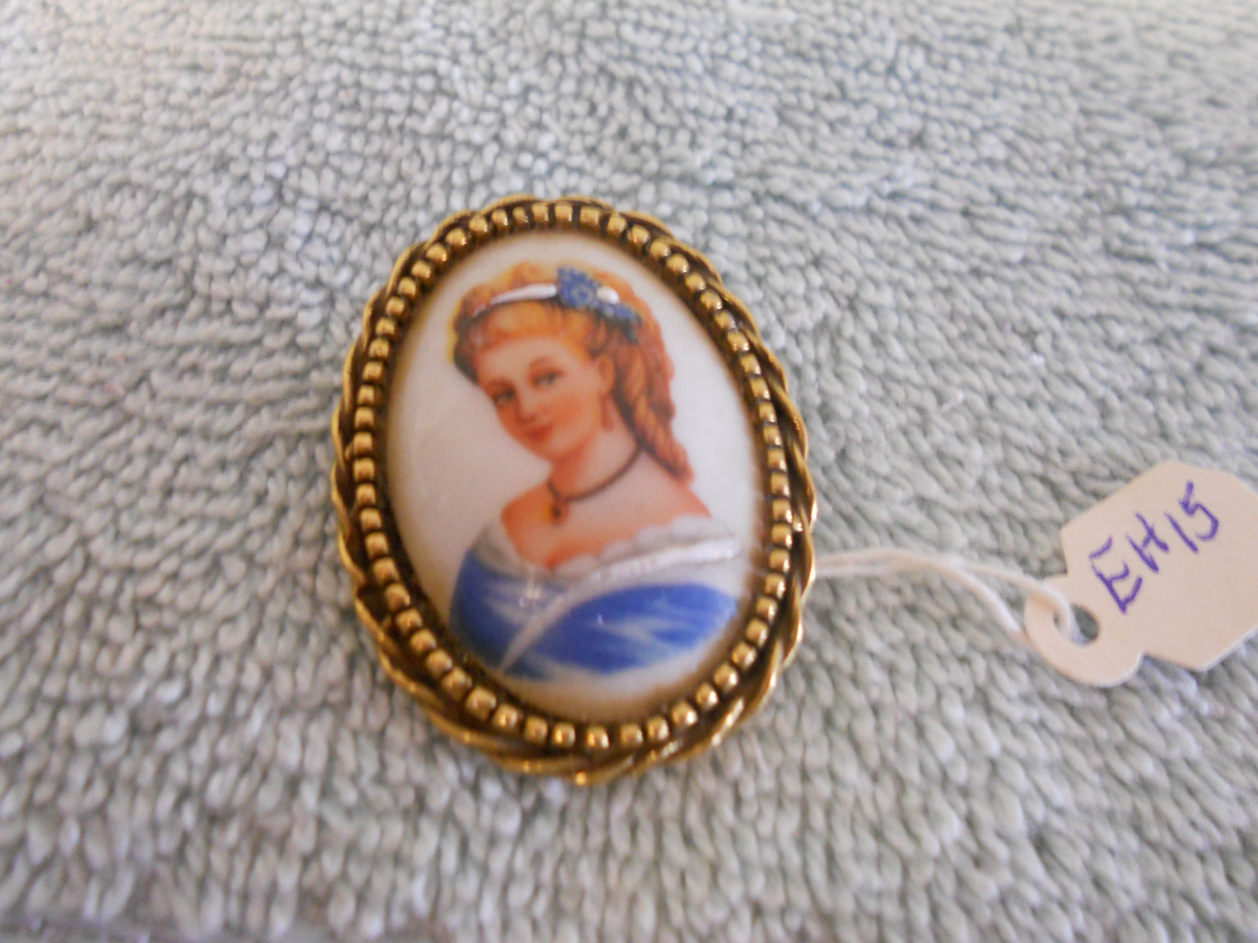 Limoges Porcelain Pin Signed Goldette France