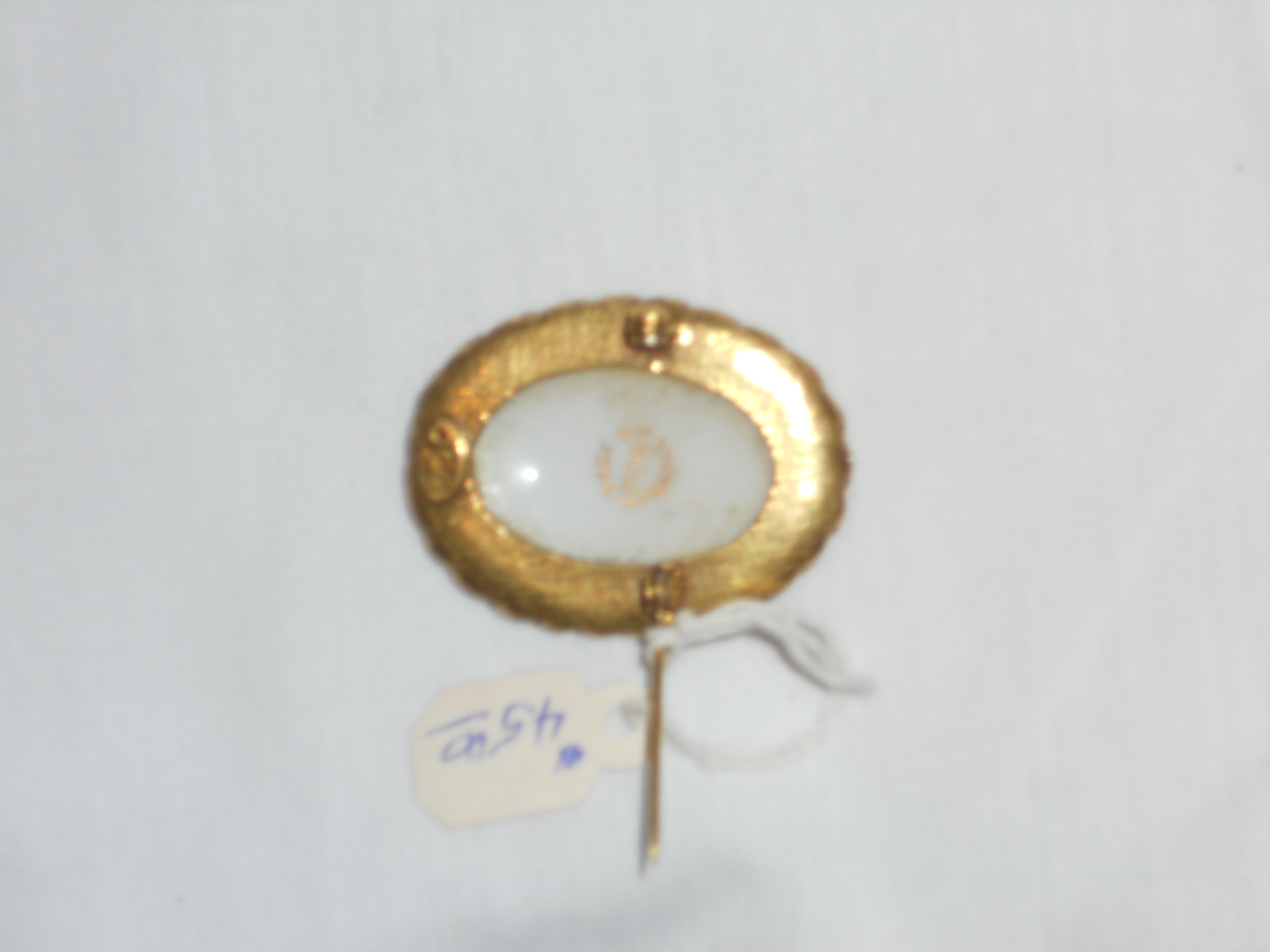 Limoges Porcelain Pin Signed Goldette France