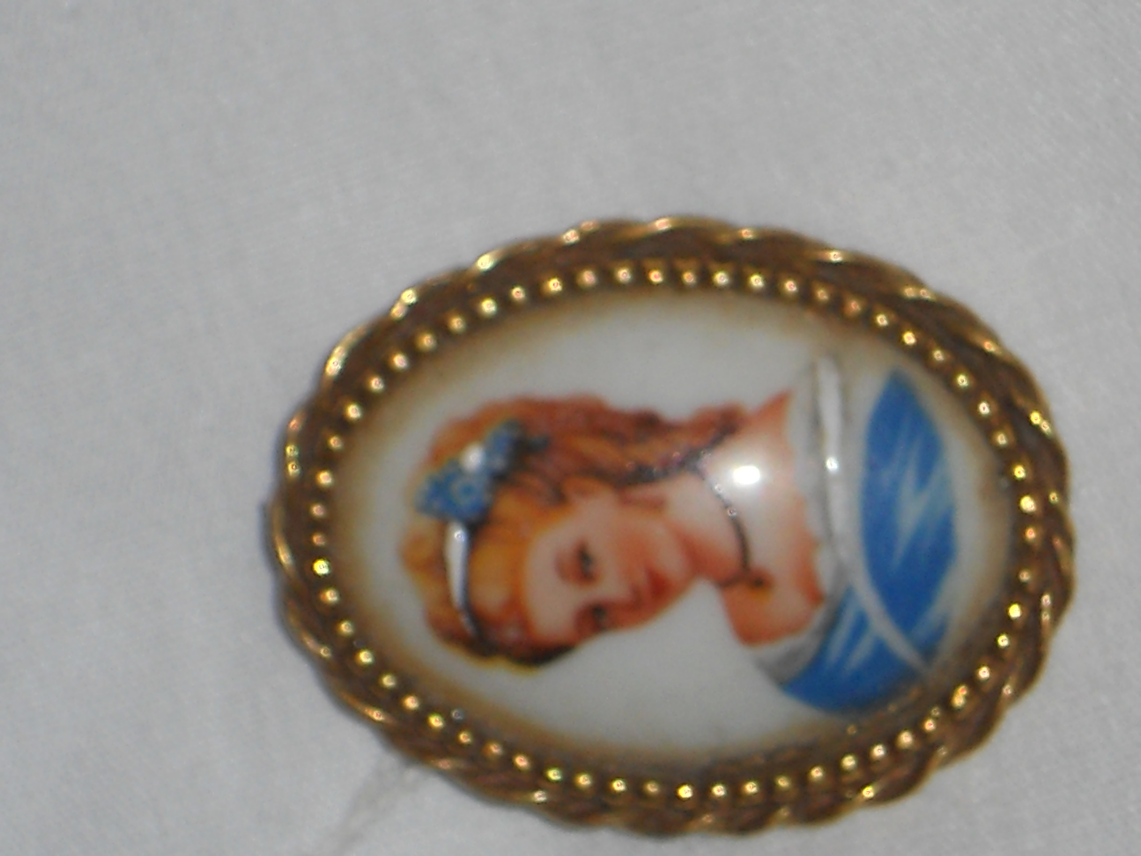 Limoges Porcelain Pin Signed Goldette France