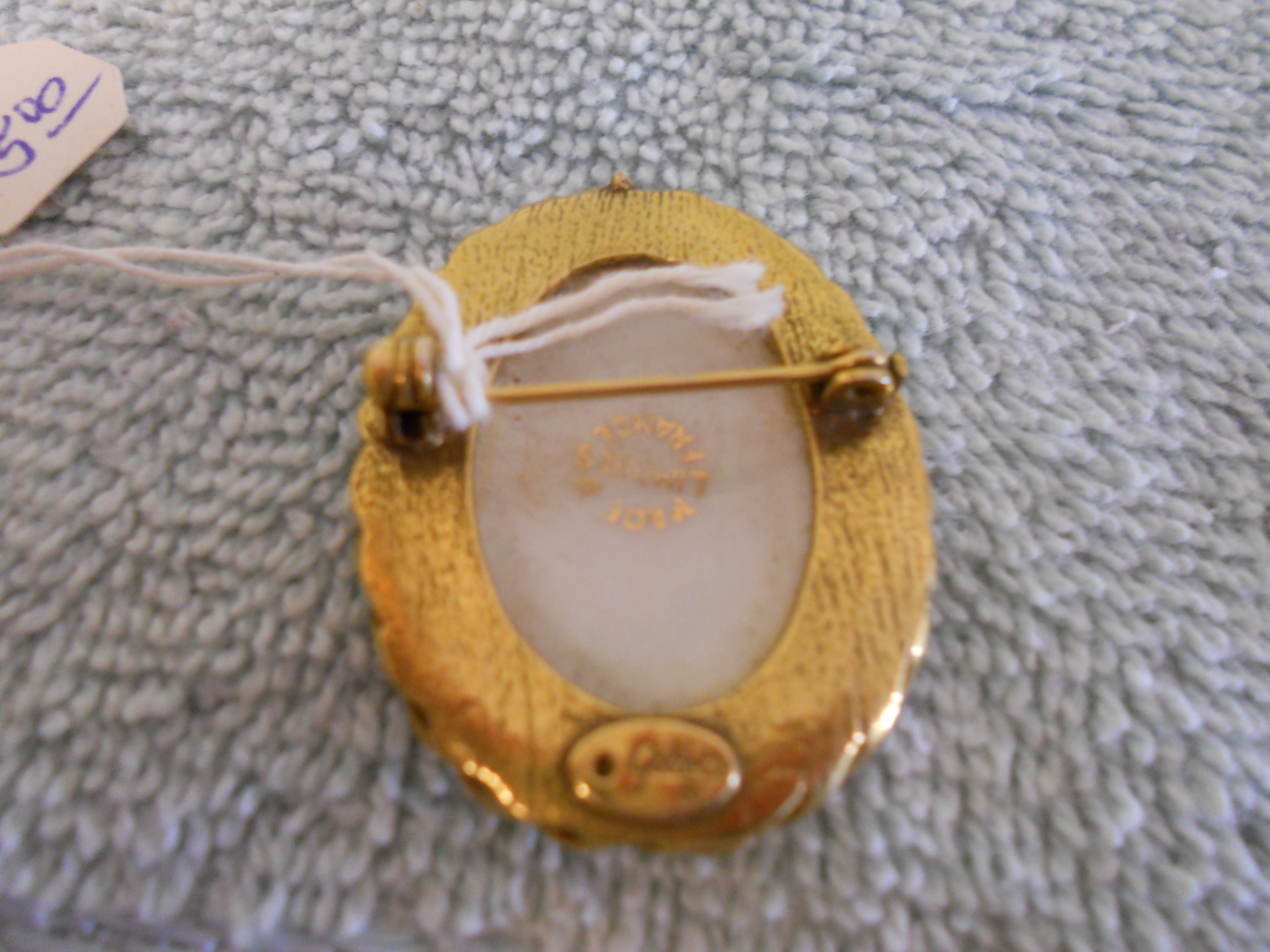 Limoges Porcelain Pin Signed Goldette France
