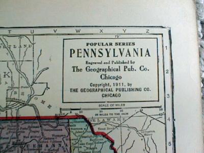 1911 Map of Pennsylvania & New Jersey