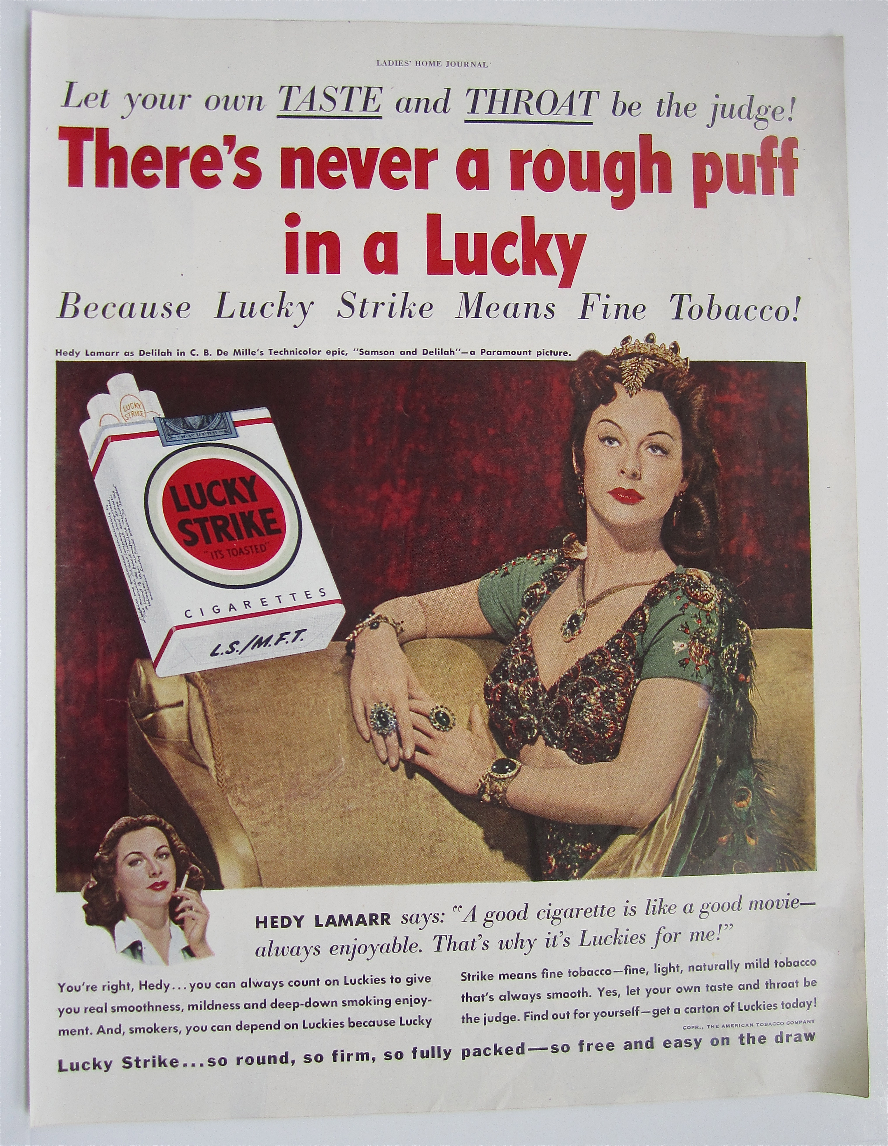1950 Lucky Strike Cigarettes with Hedy Lamarr
