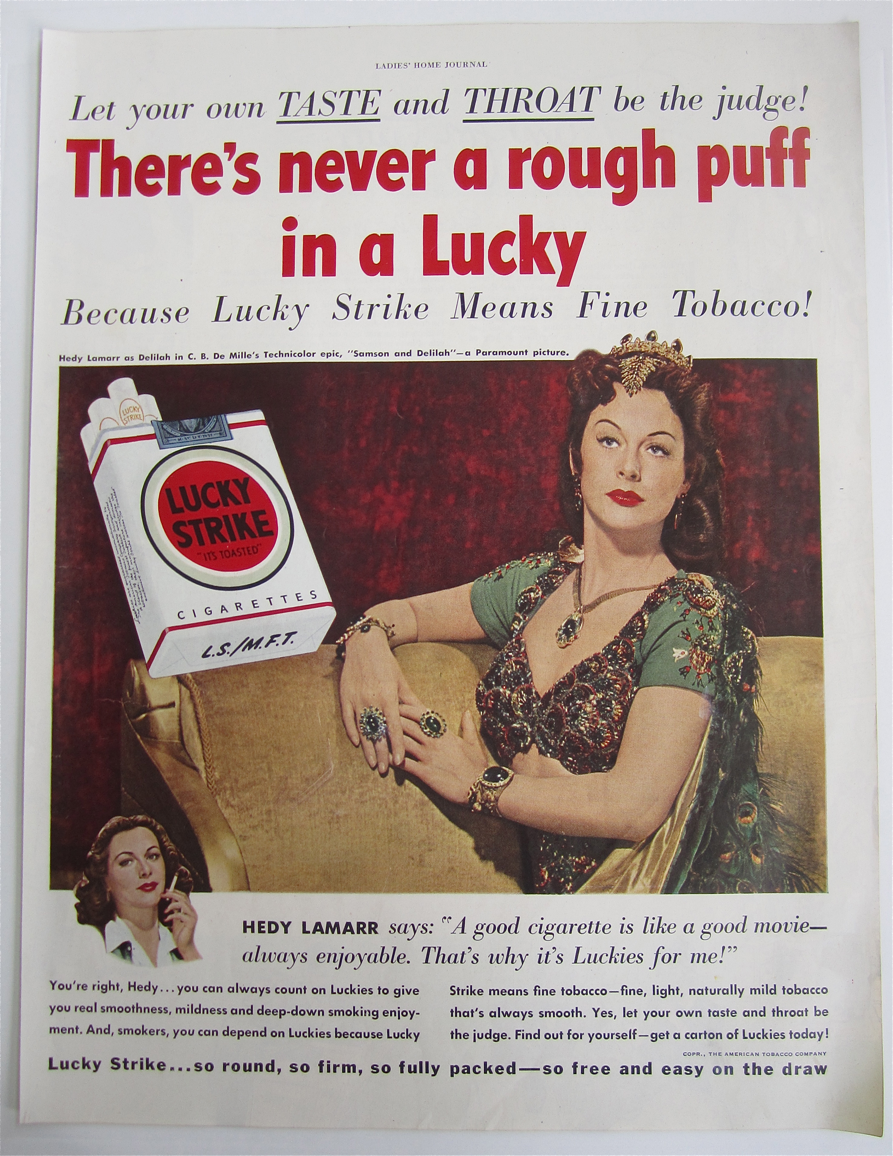 1950 Lucky Strike Cigarettes with Hedy Lamarr