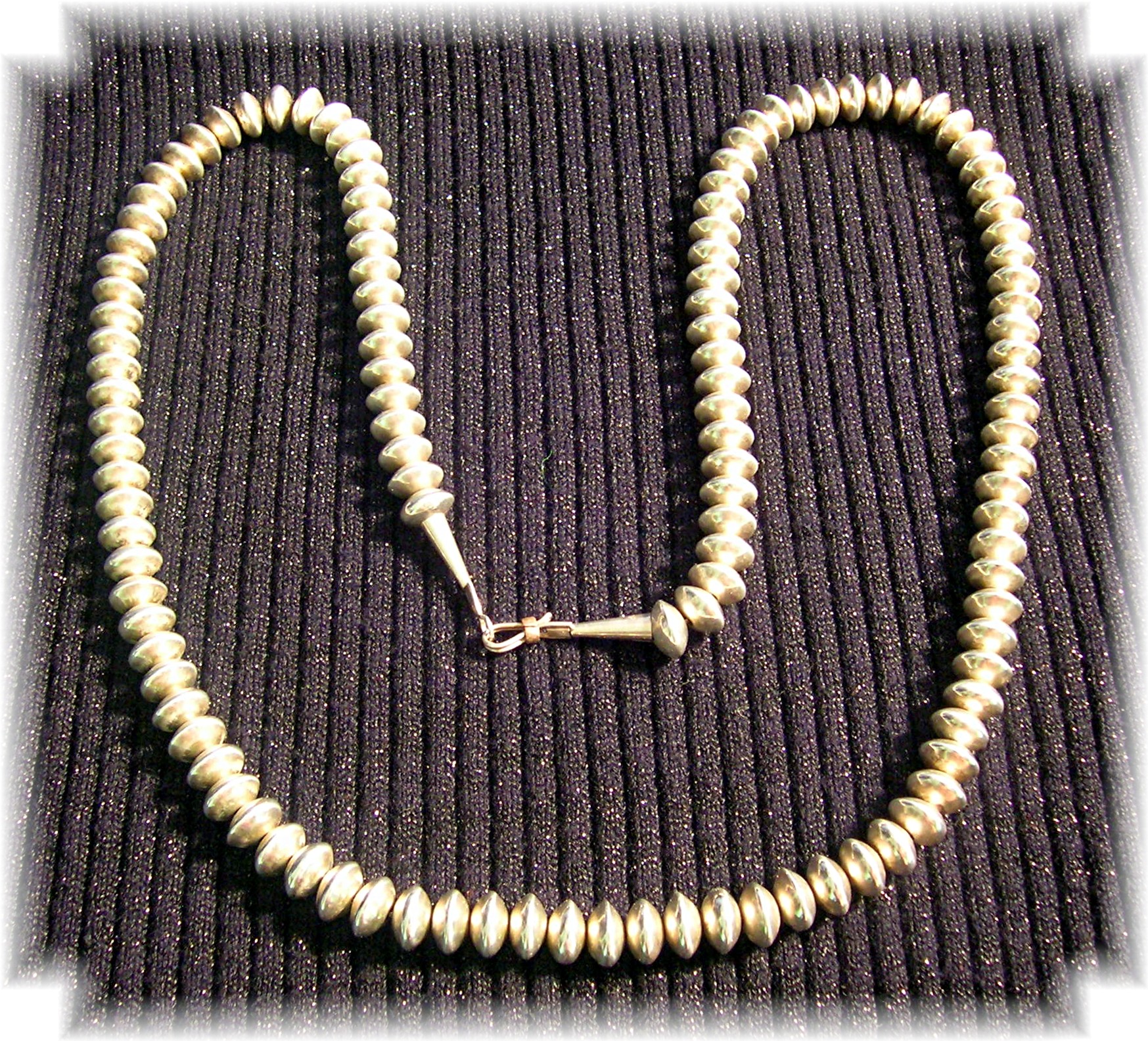 Navajo Pearls Sterling Silver Beads Necklace 27 Inches