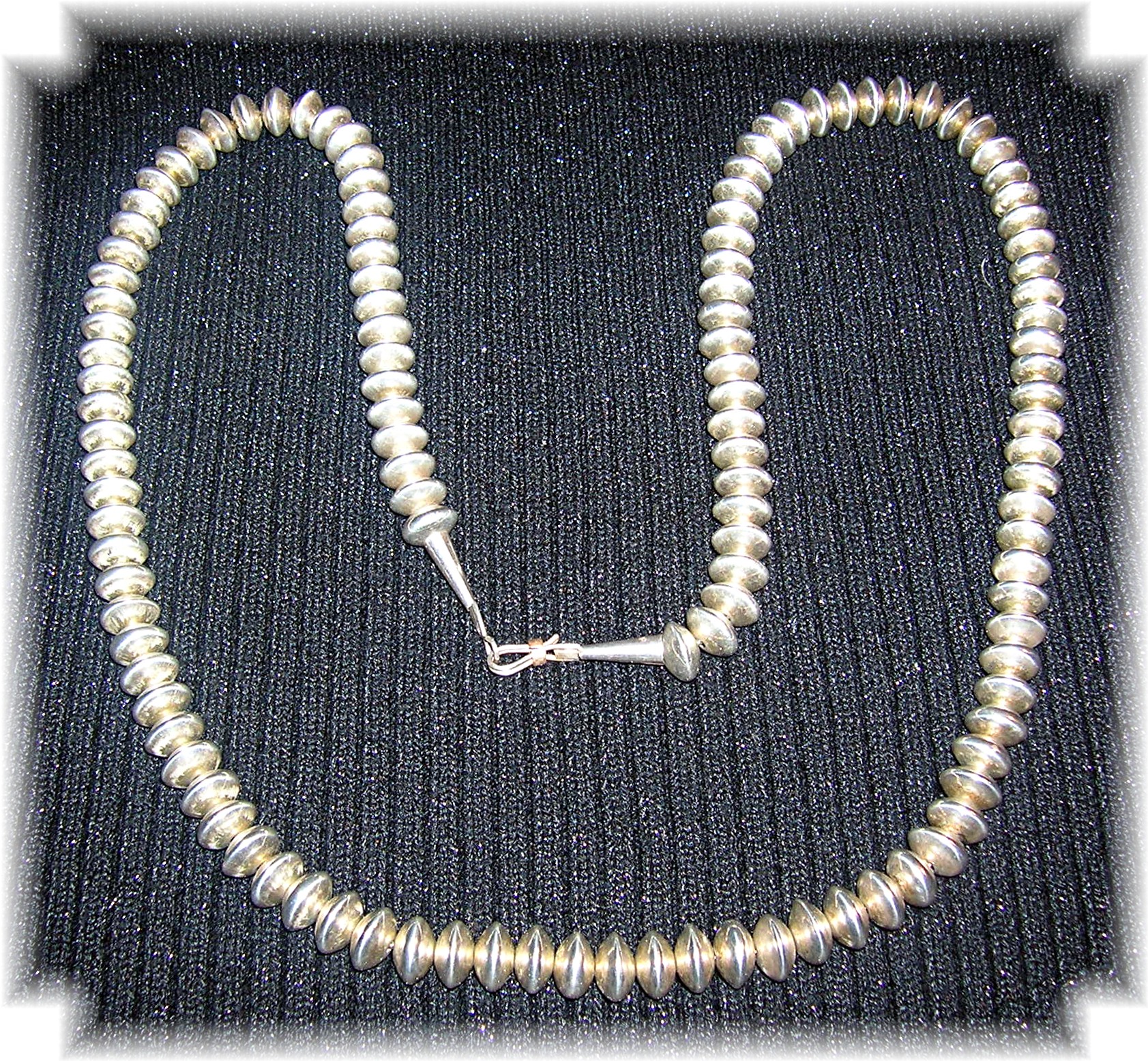 Navajo Pearls Sterling Silver Beads Necklace 27 Inches