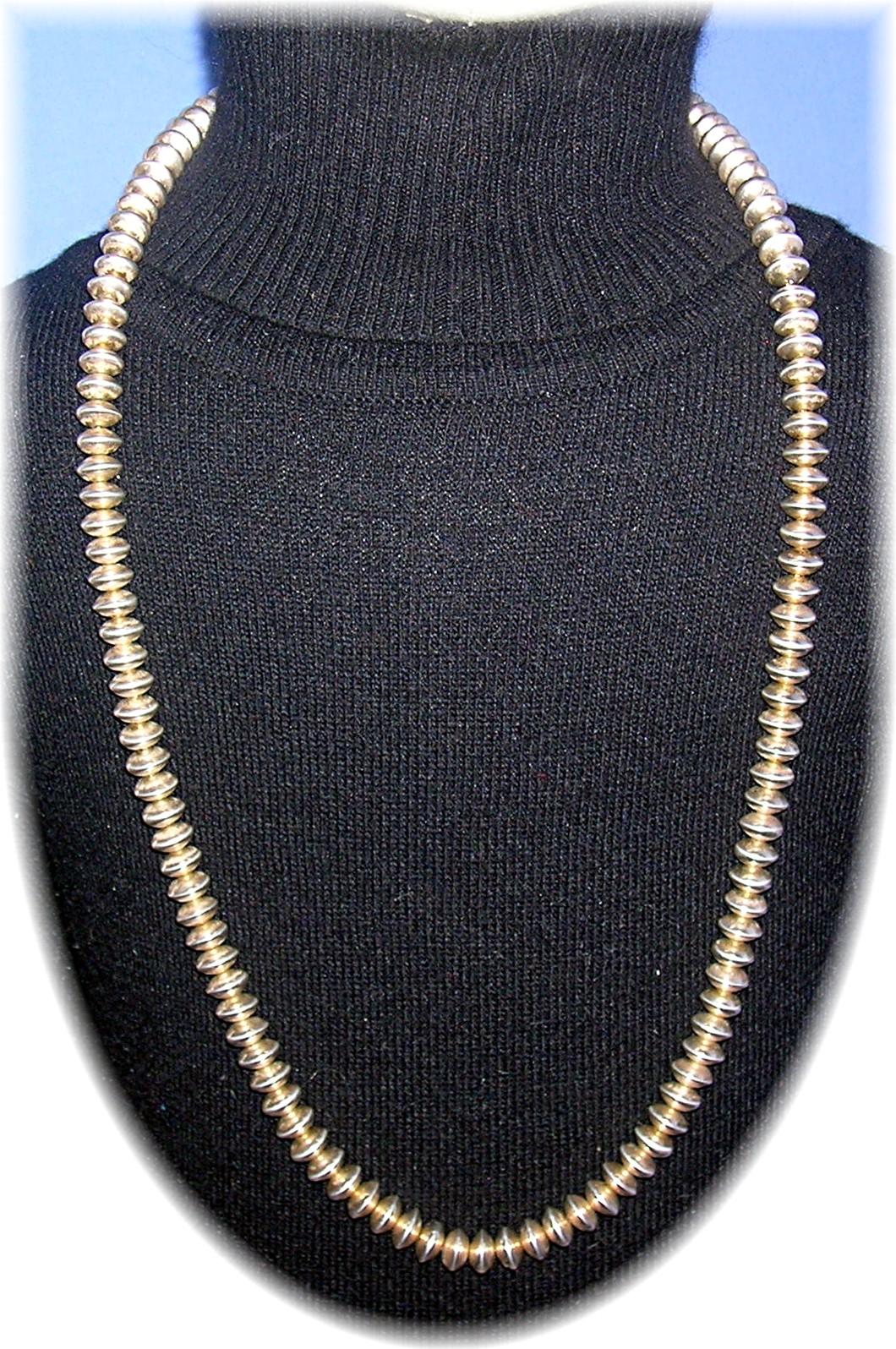 Navajo Pearls Sterling Silver Beads Necklace 27 Inches