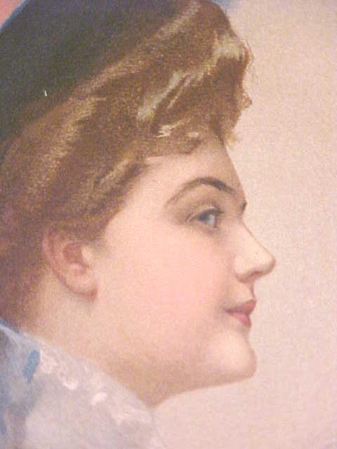 Print Lady with Blue Hat 1910 Gibson Girl Style