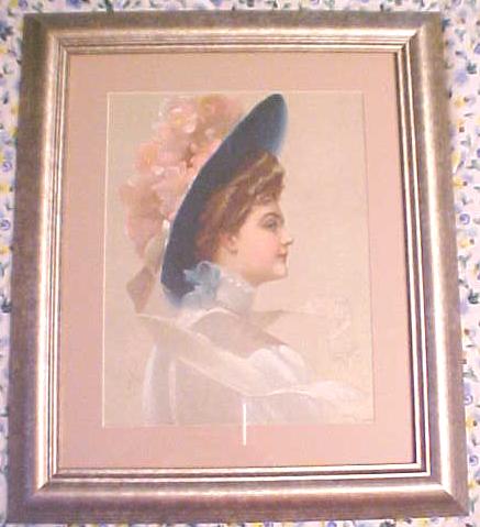 Print Lady with Blue Hat 1910 Gibson Girl Style