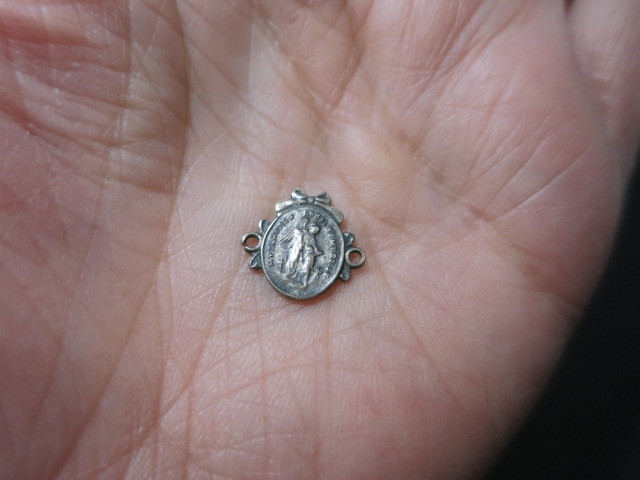 Antique Sterling Guardian Angel Medal 2 loop connector