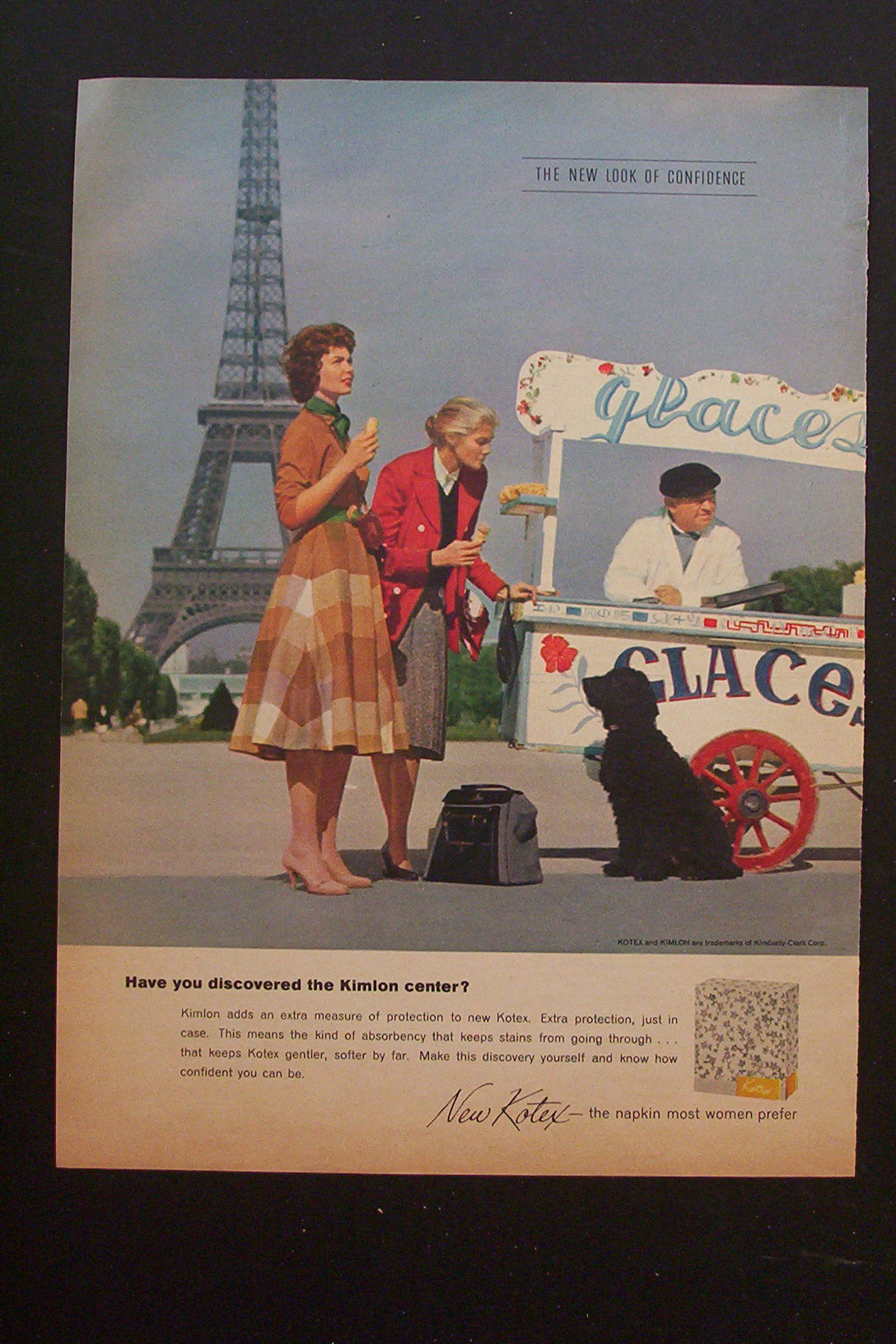 1959 Kotex Napkin with Two Women Having Ice Cream Cones