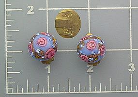 Venetian glass wedding cake Clip earrings