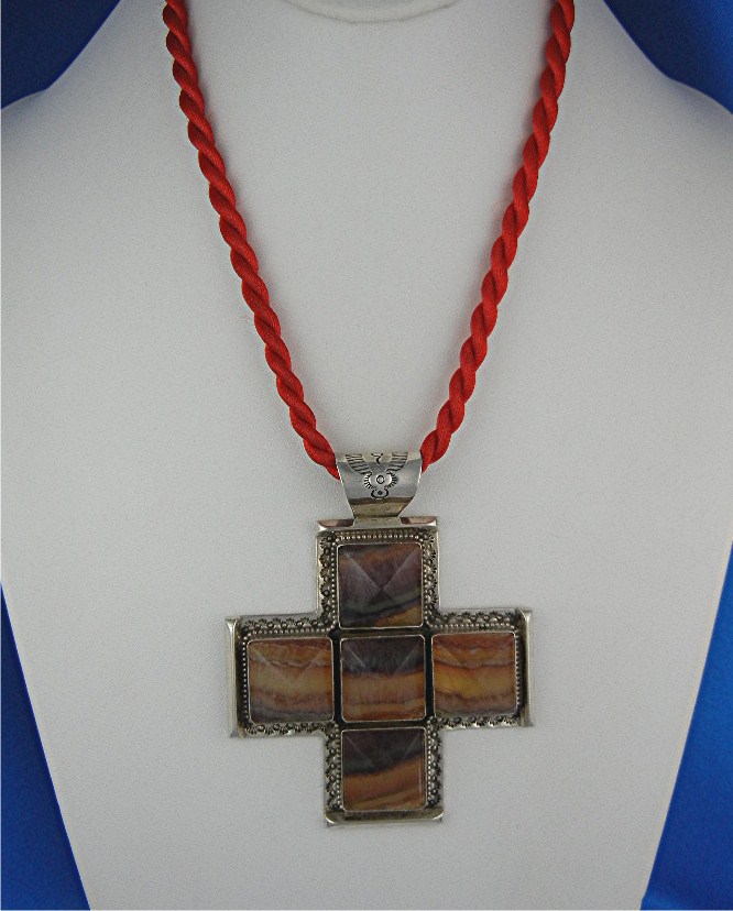 David Troutman Flourite Sterling Silver Cross Pendant