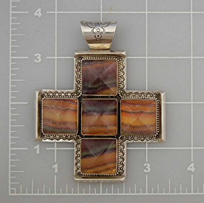 David Troutman Flourite Sterling Silver Cross Pendant