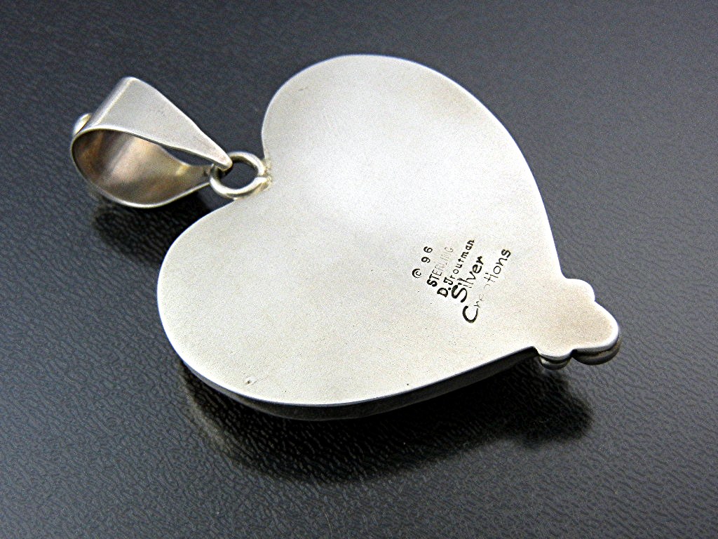 David Troutman Apple Coral Sterling Silver Heart Pendan