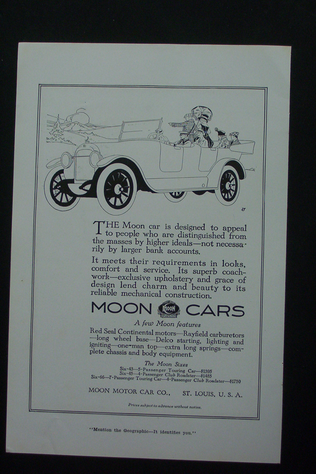 1917 Moon Cars with Picture of a Car