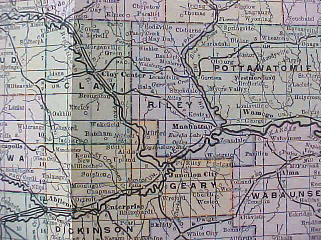 Antique Map Kansas 1901 Large Foldout