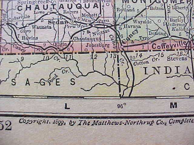 Antique Map Kansas 1901 Large Foldout