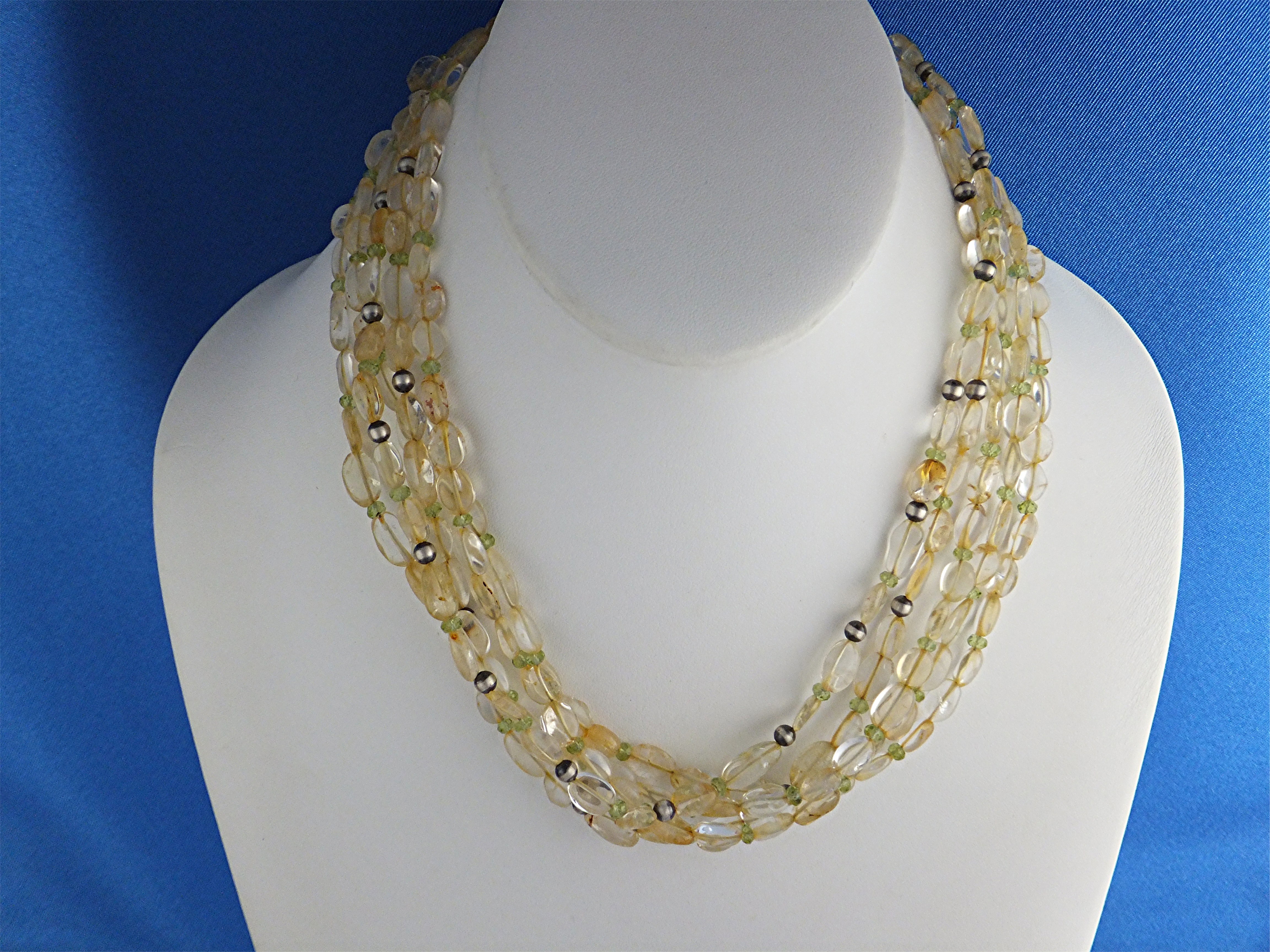 Necklace Citrine Gemstone Beads Sterling Silver Clasp