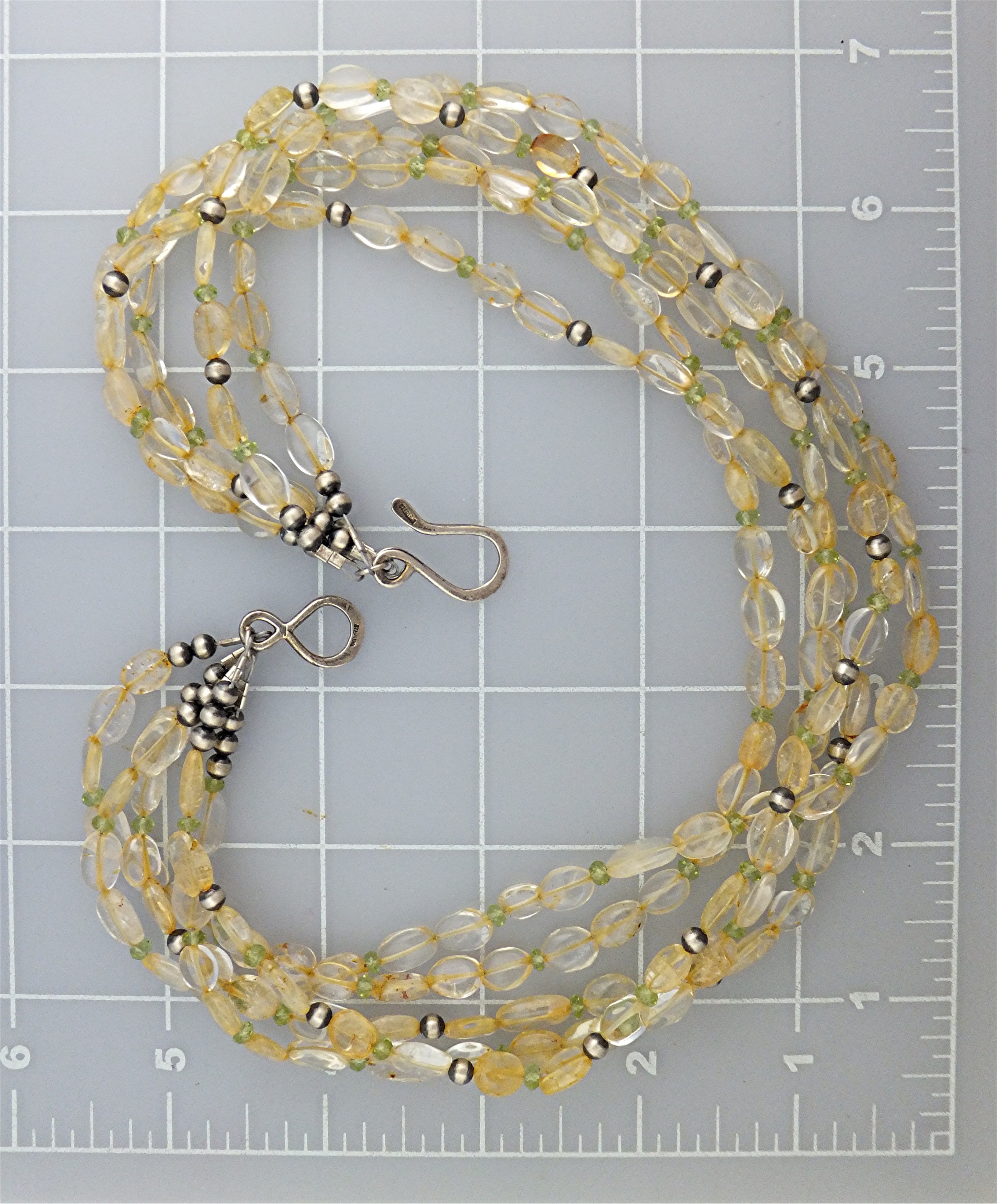 Necklace Citrine Gemstone Beads Sterling Silver Clasp