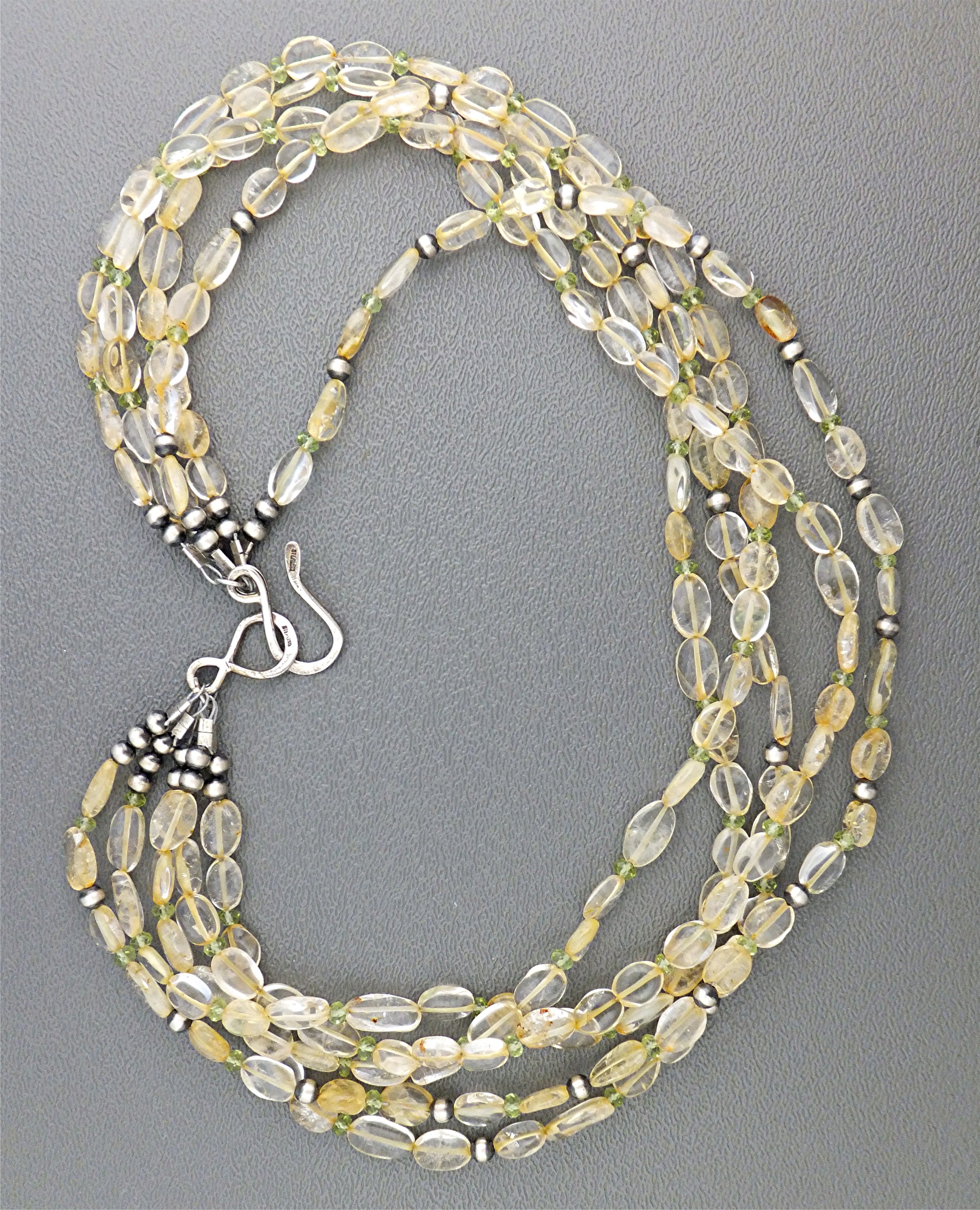 Necklace Citrine Gemstone Beads Sterling Silver Clasp