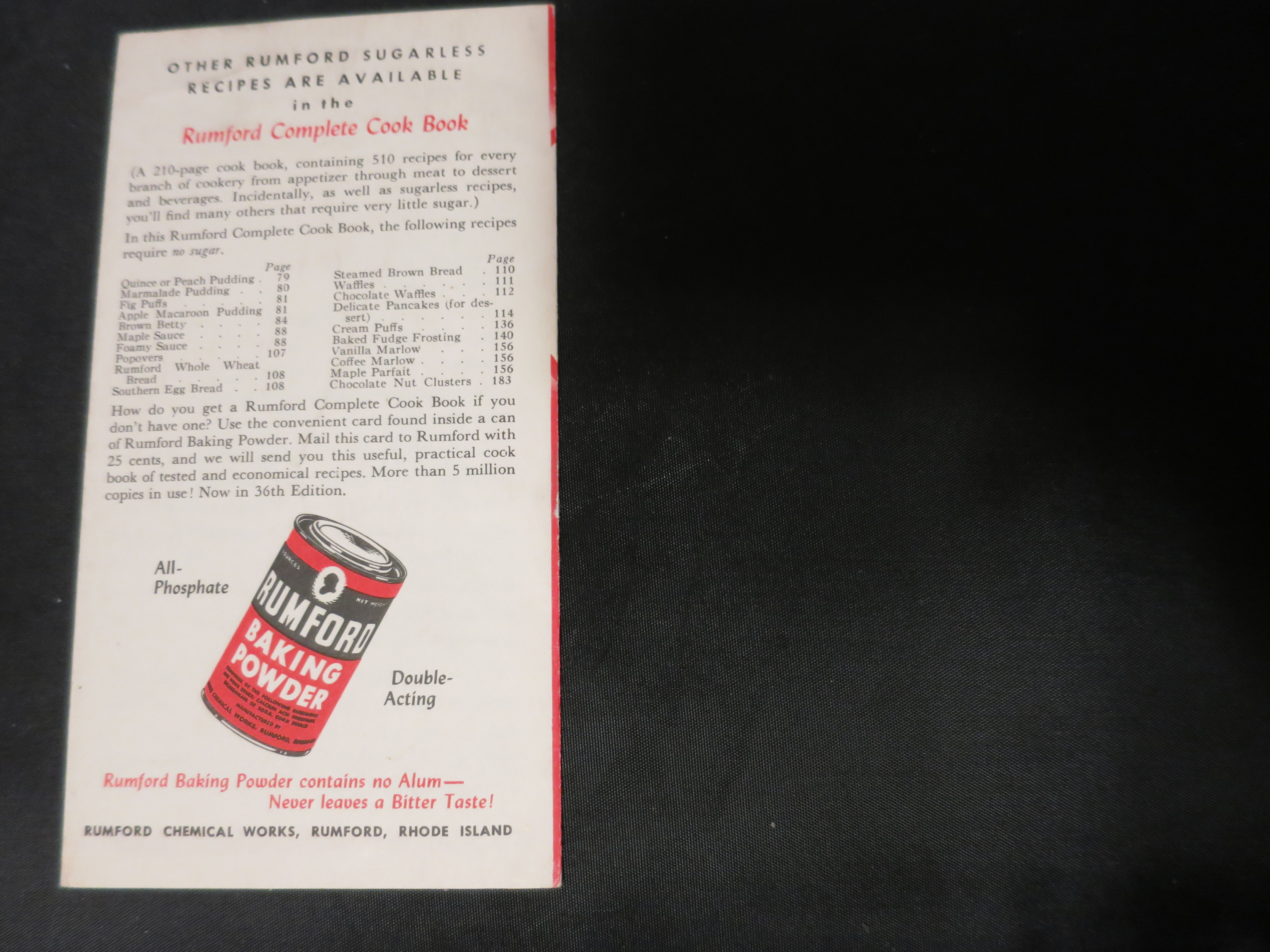 Rumford Baking Powder Sugarless Recipe Phamplet