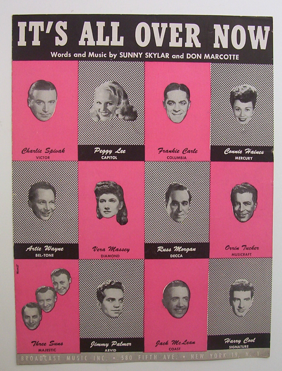 Sheet Music For 1946 It's All Over Now