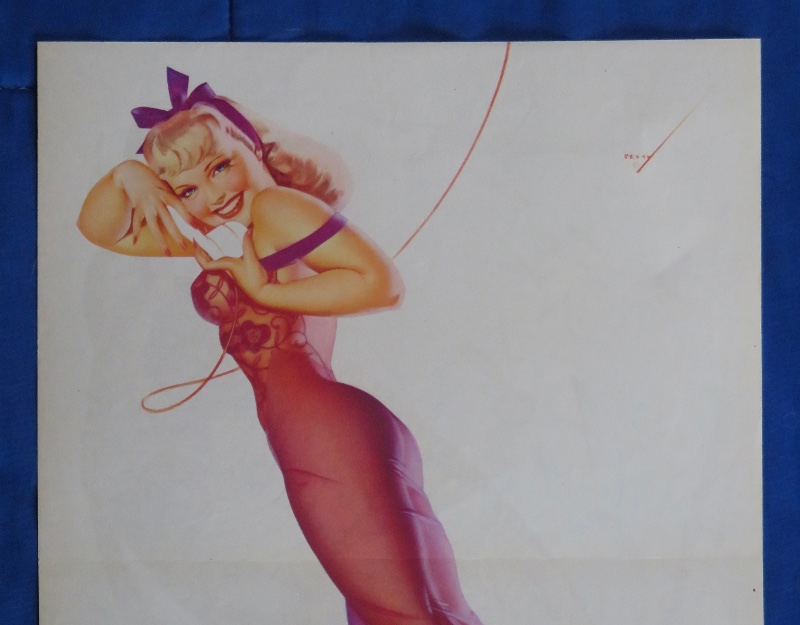 Original 1945 Sexy Blonde Pin Up Girl Wearing A Purple Nightgown While Talking On The Telephone By George Petty